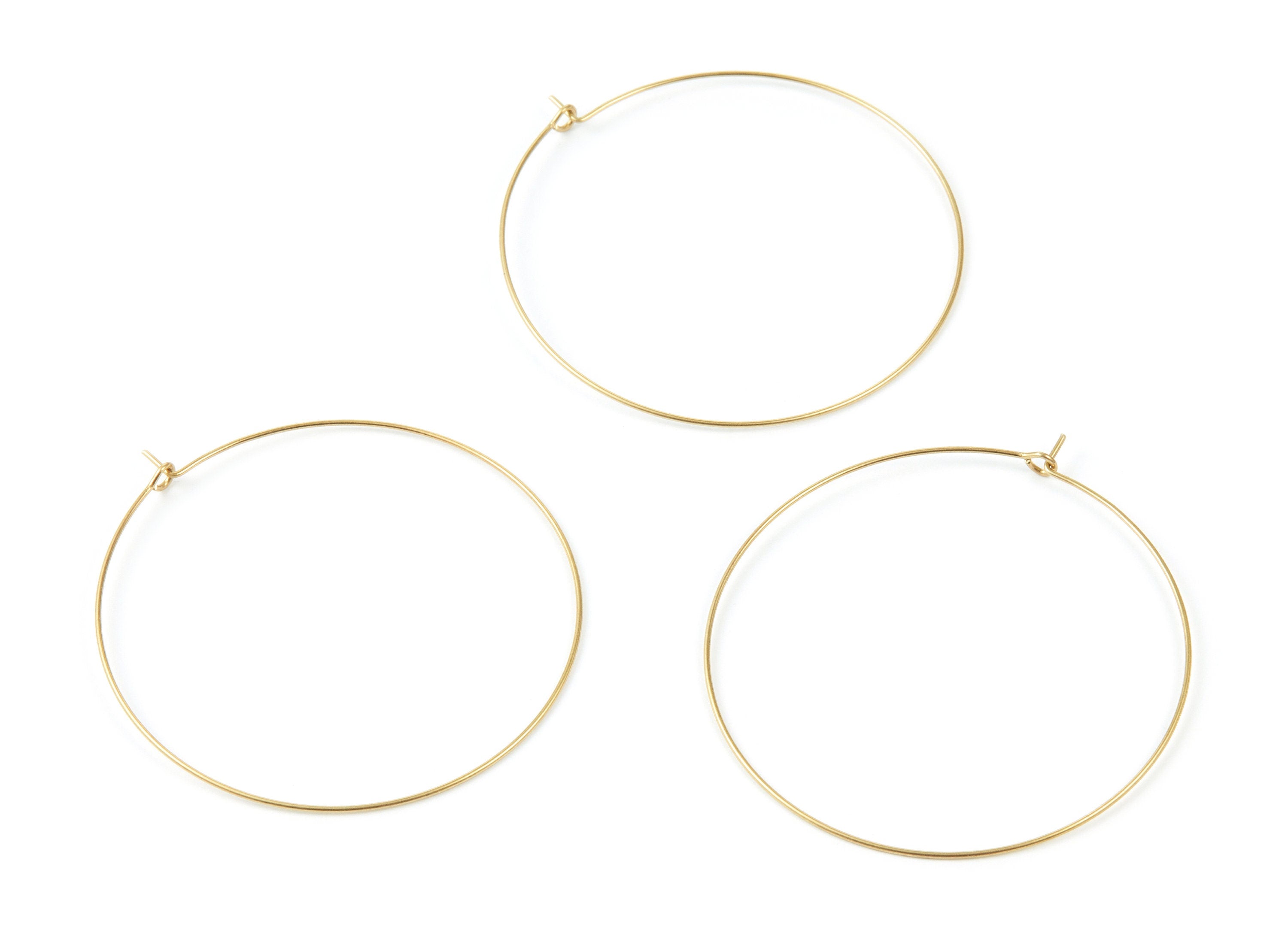 Brass Earring Hoops - Raw Brass Ear Wire 50 - Geometric Earring Findings - Jewelry Supplies - 50x50x0,7mm - PP1507 - DOMEDBAZAAR