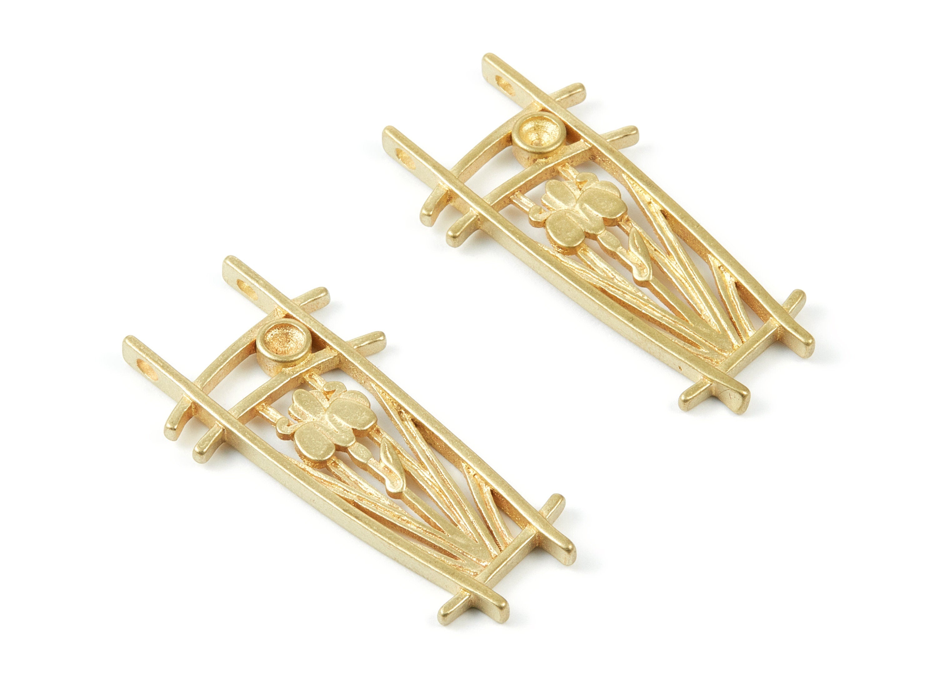 Brass Flower Charms - Flower Raw Brass Pendant - Jewelry Supplies - 50x24x3.6mm - PP1523 - DOMEDBAZAAR