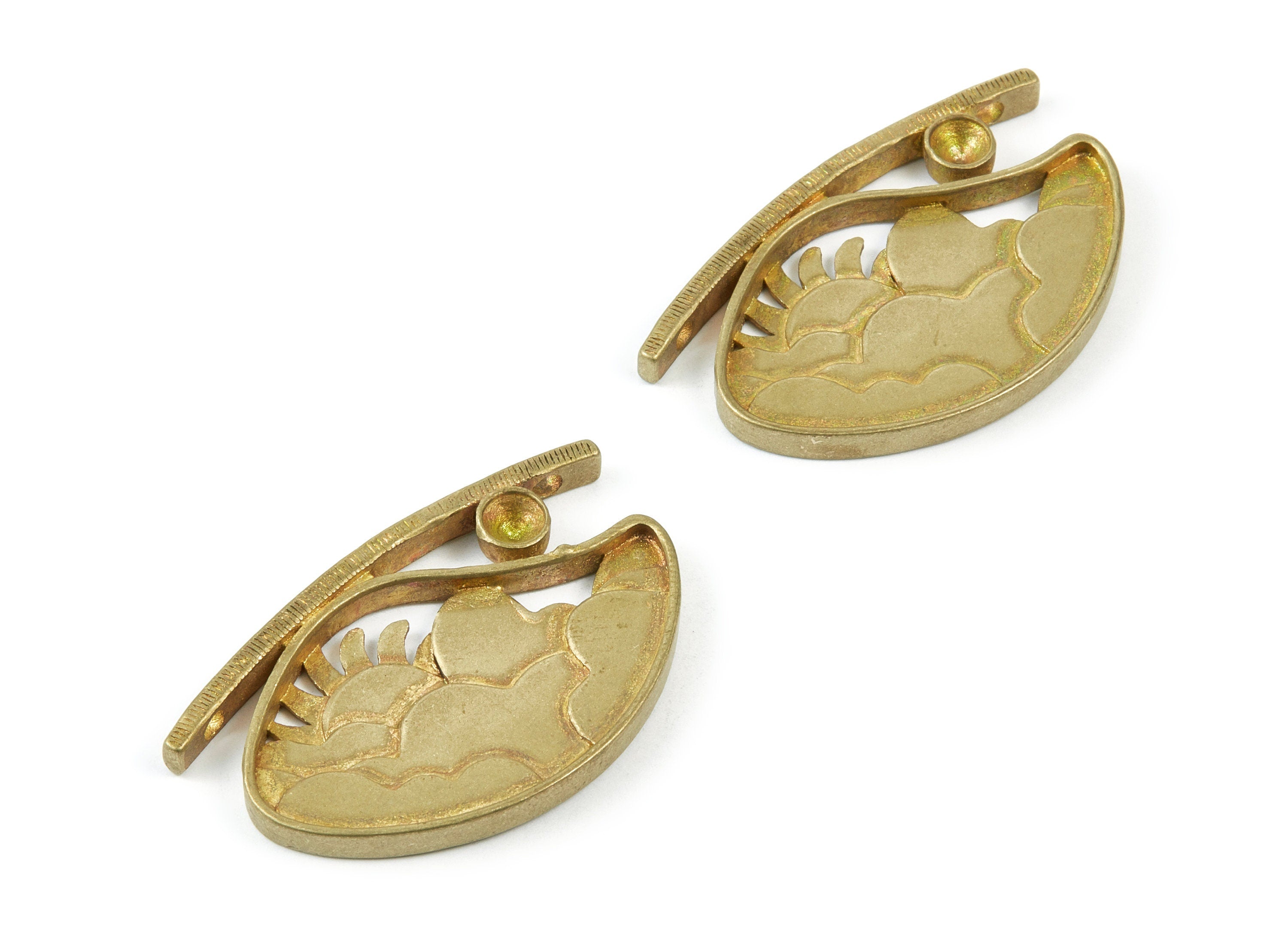 Brass Sun and Clouds Charms - Sun and Clouds Raw Brass Pendant - Jewelry Supplies - 48.29x30.56x4.15mm - PP1532 - DOMEDBAZAAR