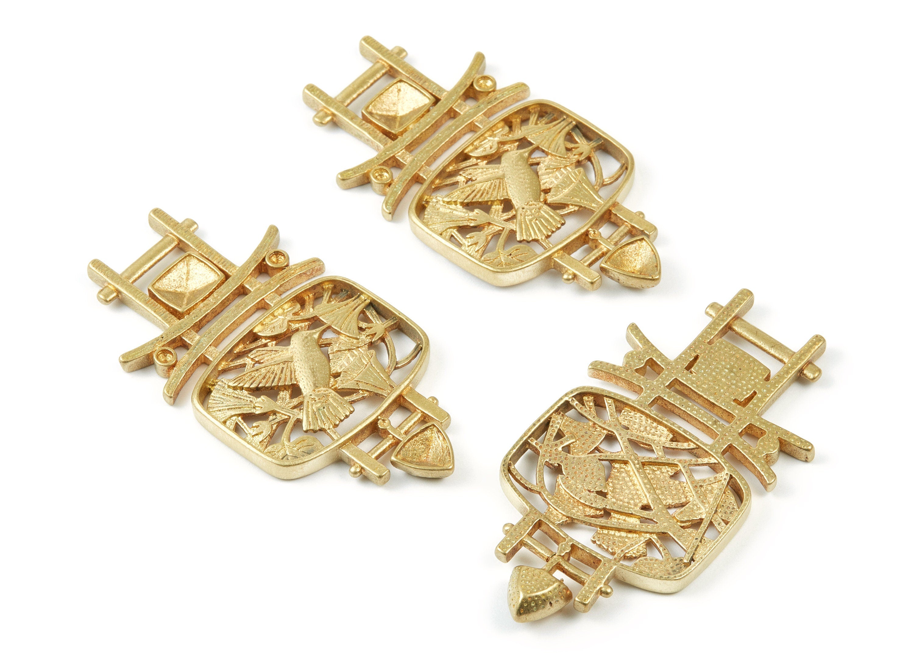 Brass Bird and Flower Charms - Bird and Flower Raw Brass Pendant - Jewelry Supplies - 68.3x34.37x4.34mm - PP1520 - DOMEDBAZAAR