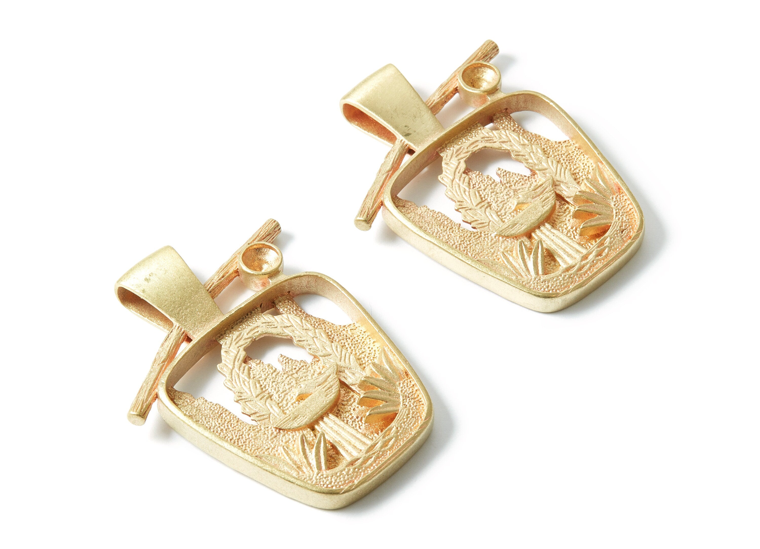Brass Bird Charms - Birds Raw Brass Pendant - Jewelry Supplies - 59x49.25x7.87mm - PP1525 - DOMEDBAZAAR
