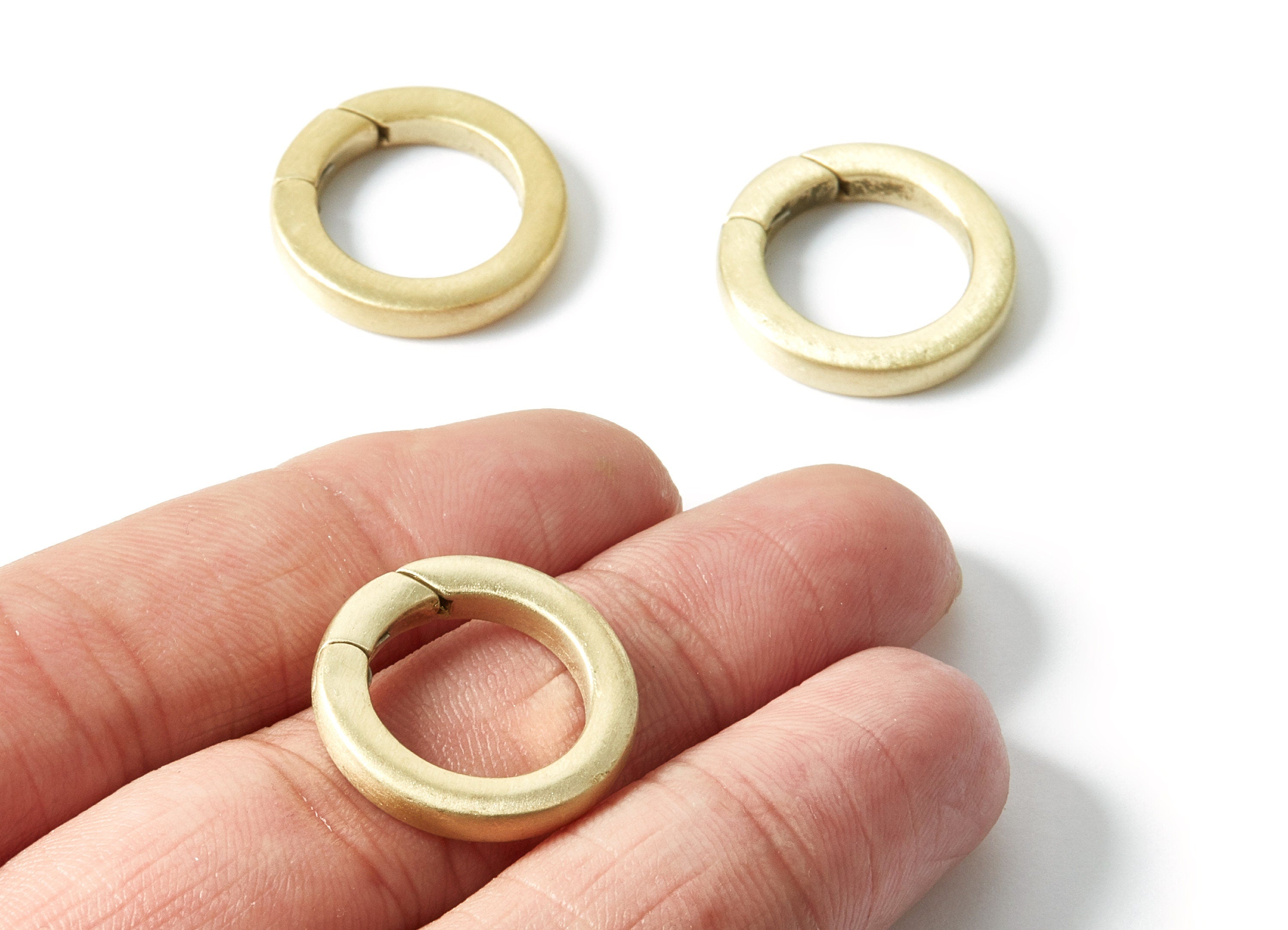 Brass Spring Clasps - Circle Shaped Raw Brass Ring - Open Spring Clasp - Jewelry Supplies - 21.37x21.37x3.5mm - PP1533 - DOMEDBAZAAR