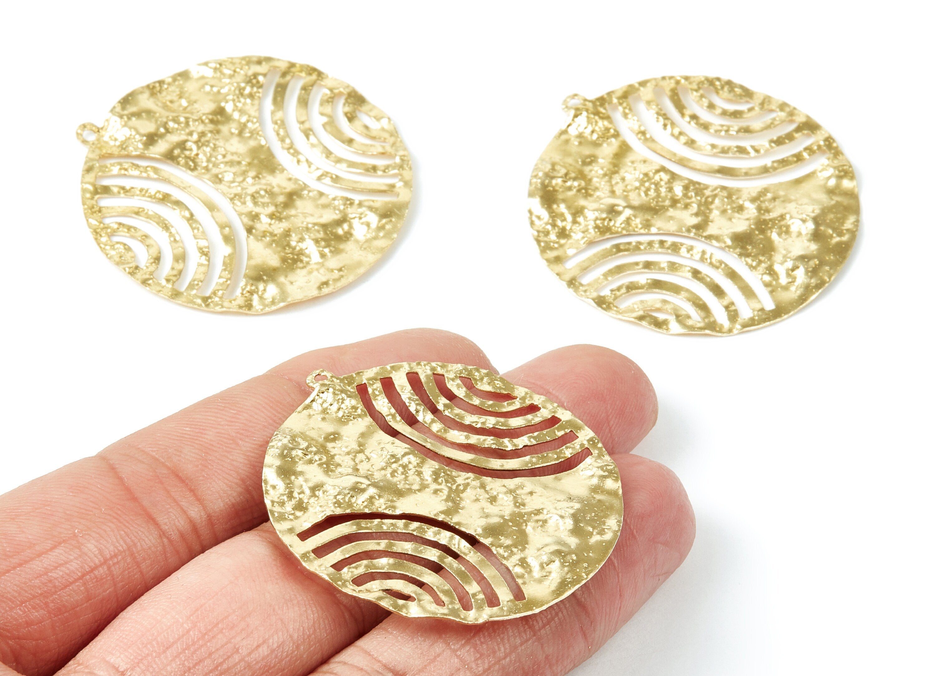 Brass Circle Charms - Circle Shaped Raw Brass Pendant - Earring Findings - Jewelry Supplies - 40x40x1.13mm - PP1994 - DOMEDBAZAAR