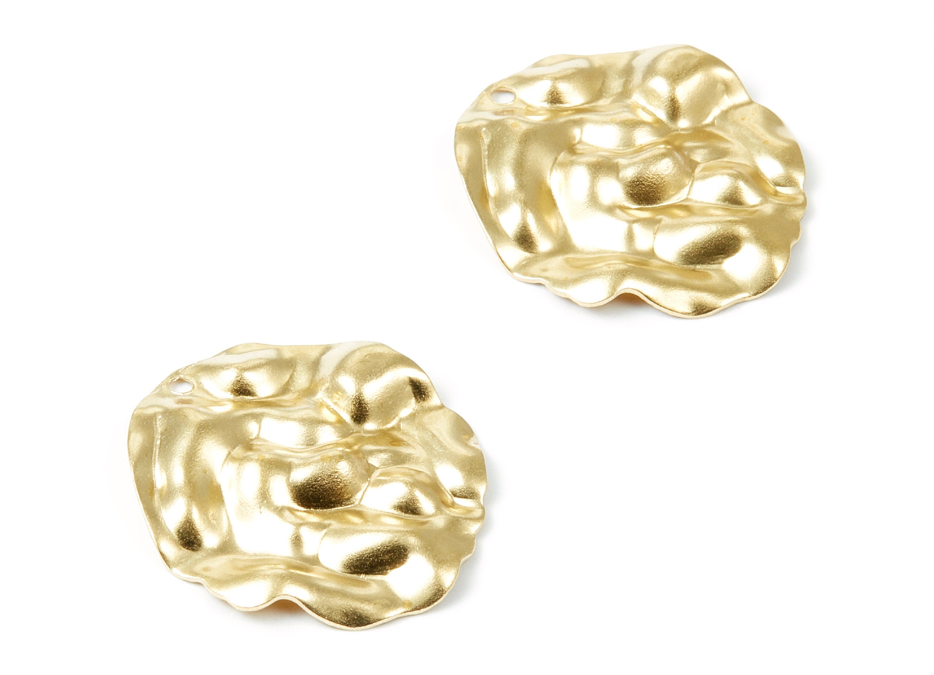 Brass Wavy Disc Charms - Wavy Disc Shaped Raw Brass Pendant - Earring Findings - Jewelry Supplies - 29.51x25.25x3.21mm - PP1945 - DOMEDBAZAAR