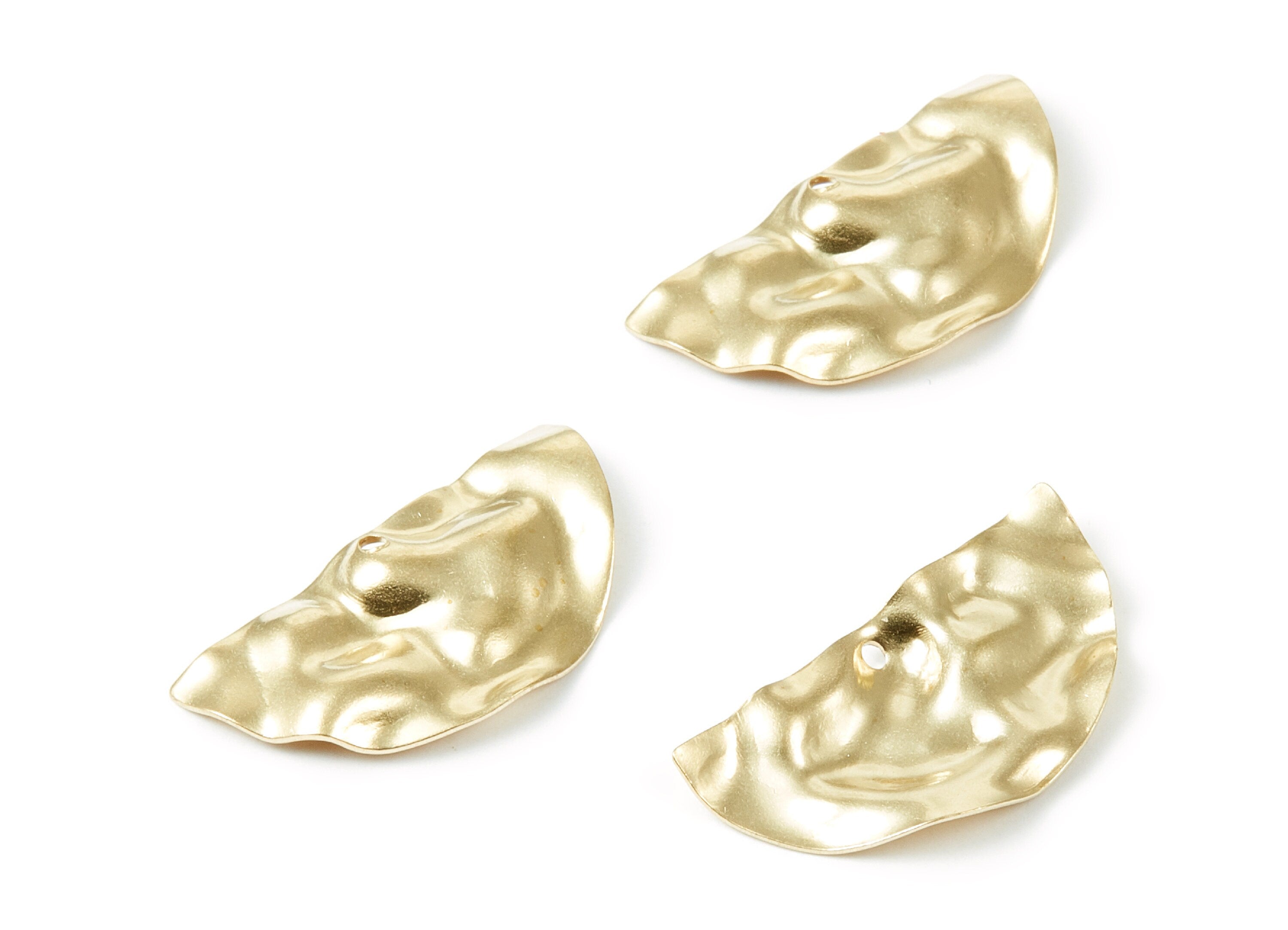 Brass Wavy Half moon Charms - Wavy Half moon Shaped Raw Brass Pendant - Earring Findings - Jewelry Supplies - 29x15x2.72mm - PP1985 - DOMEDBAZAAR
