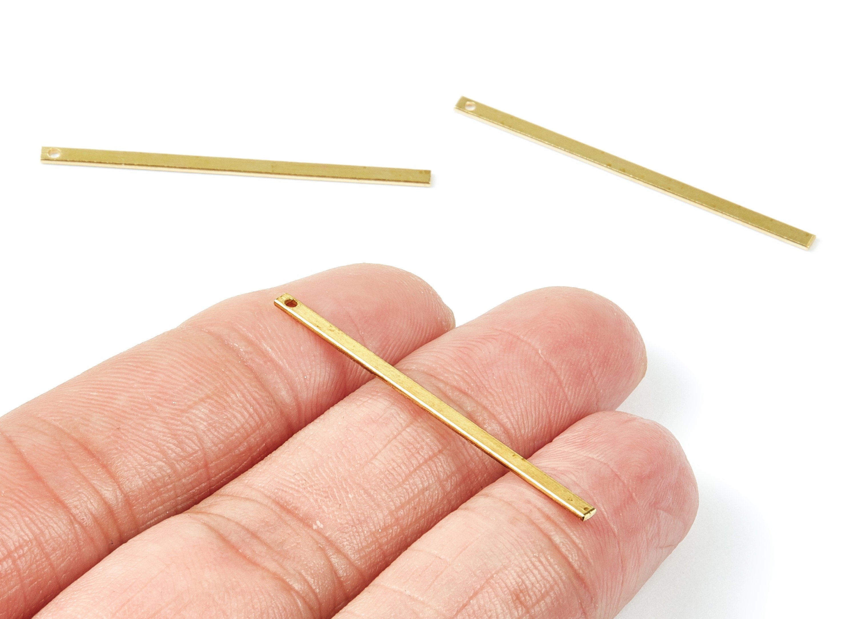 Brass Minimalist Bar Charms - Bar shaped Raw Brass Pedants - Earring Findings - Jewelry Supplies - 40x2x0.78mm - PP2131 - DOMEDBAZAAR