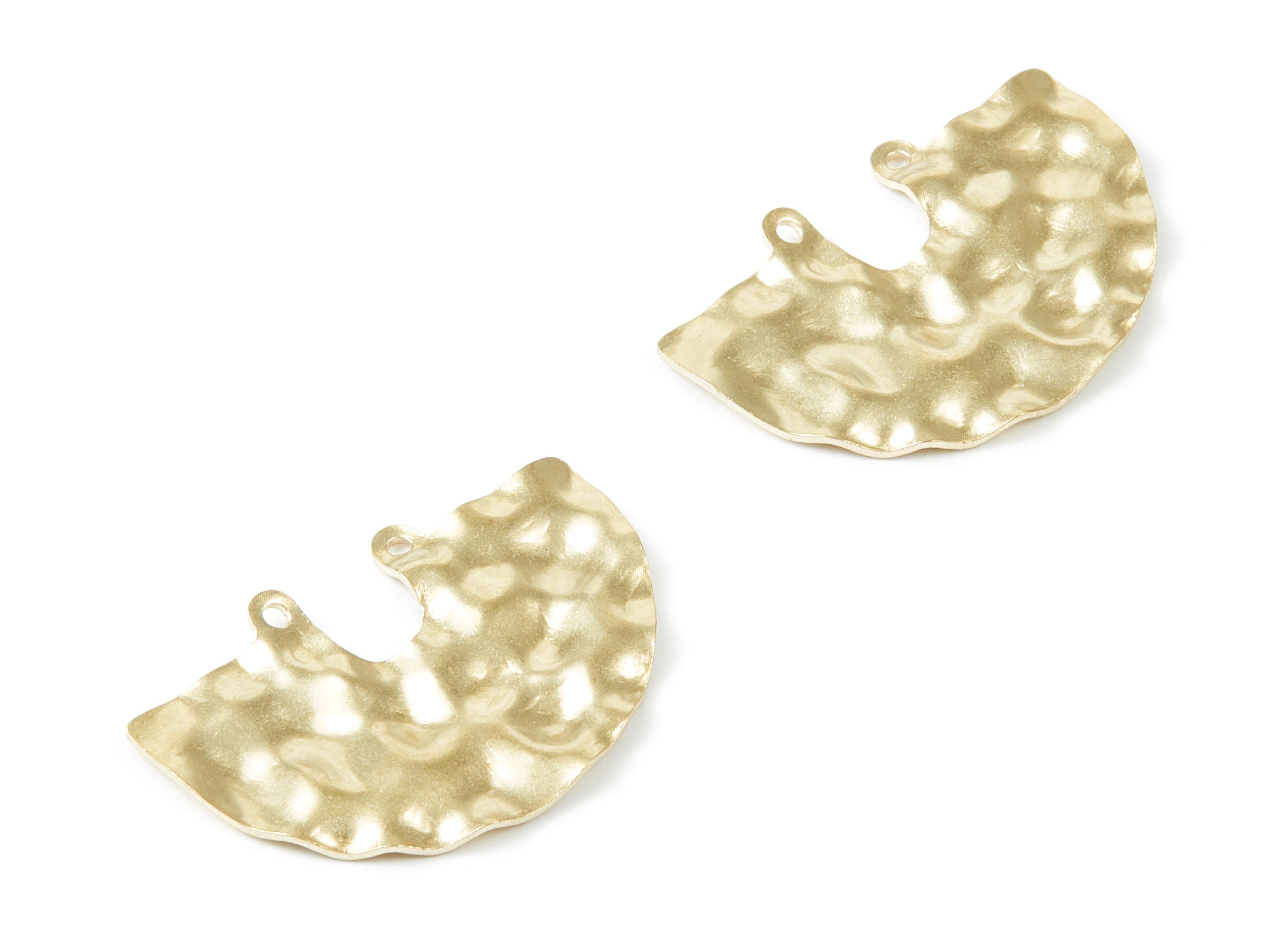 Brass Semi Circle Charms - Semi Circle Shaped Raw Brass Connector with 2 Holes - Jewelry Supplies - 33.1 x 22 x 1.9mm) - PP1432 - DOMEDBAZAAR