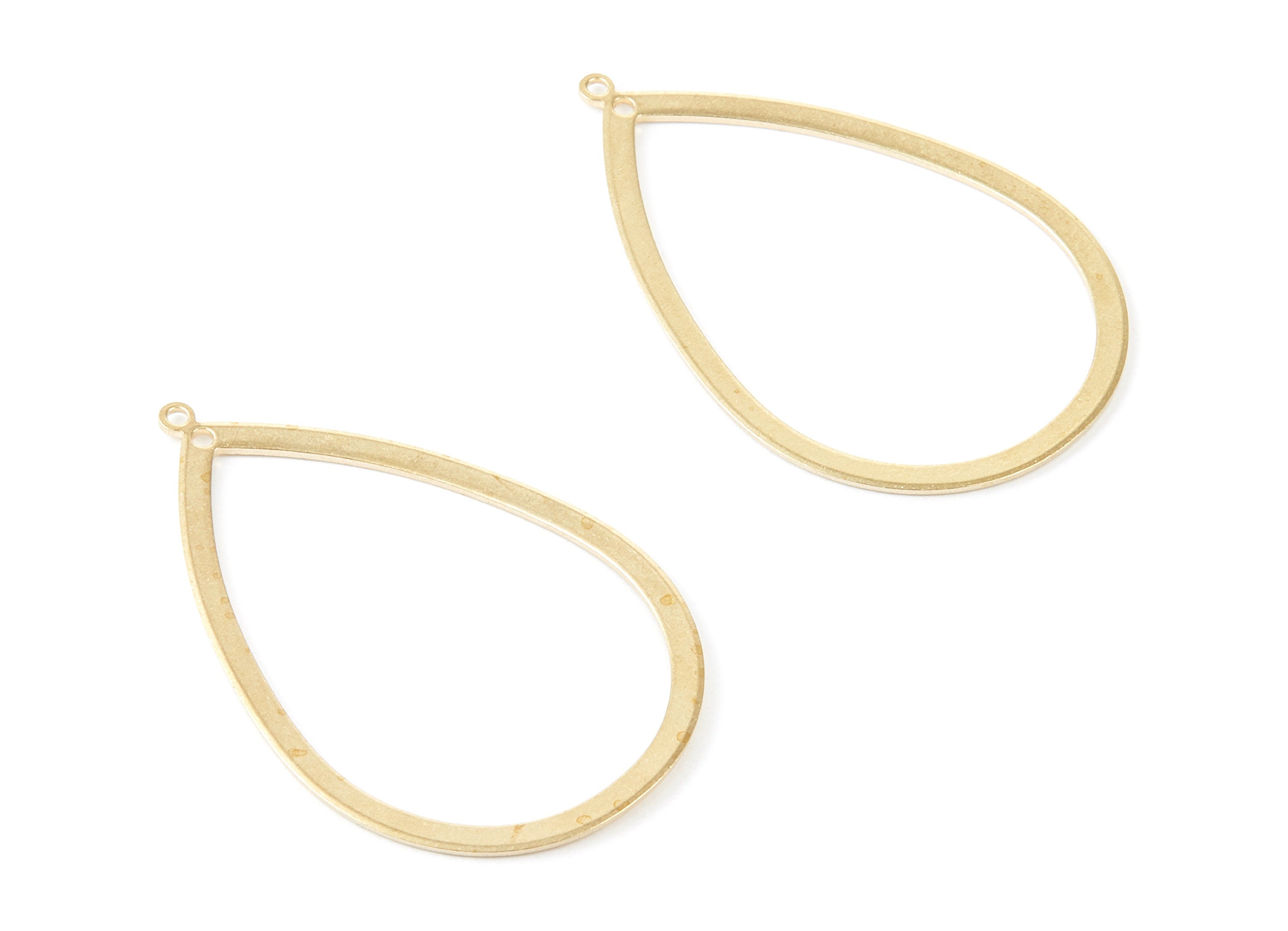 Brass Drop Charms - Drop Shaped Raw Brass Connector with 2 Hole - Jewelry Supplies - 42.8x27.67x0.76mm - PP2086 - DOMEDBAZAAR