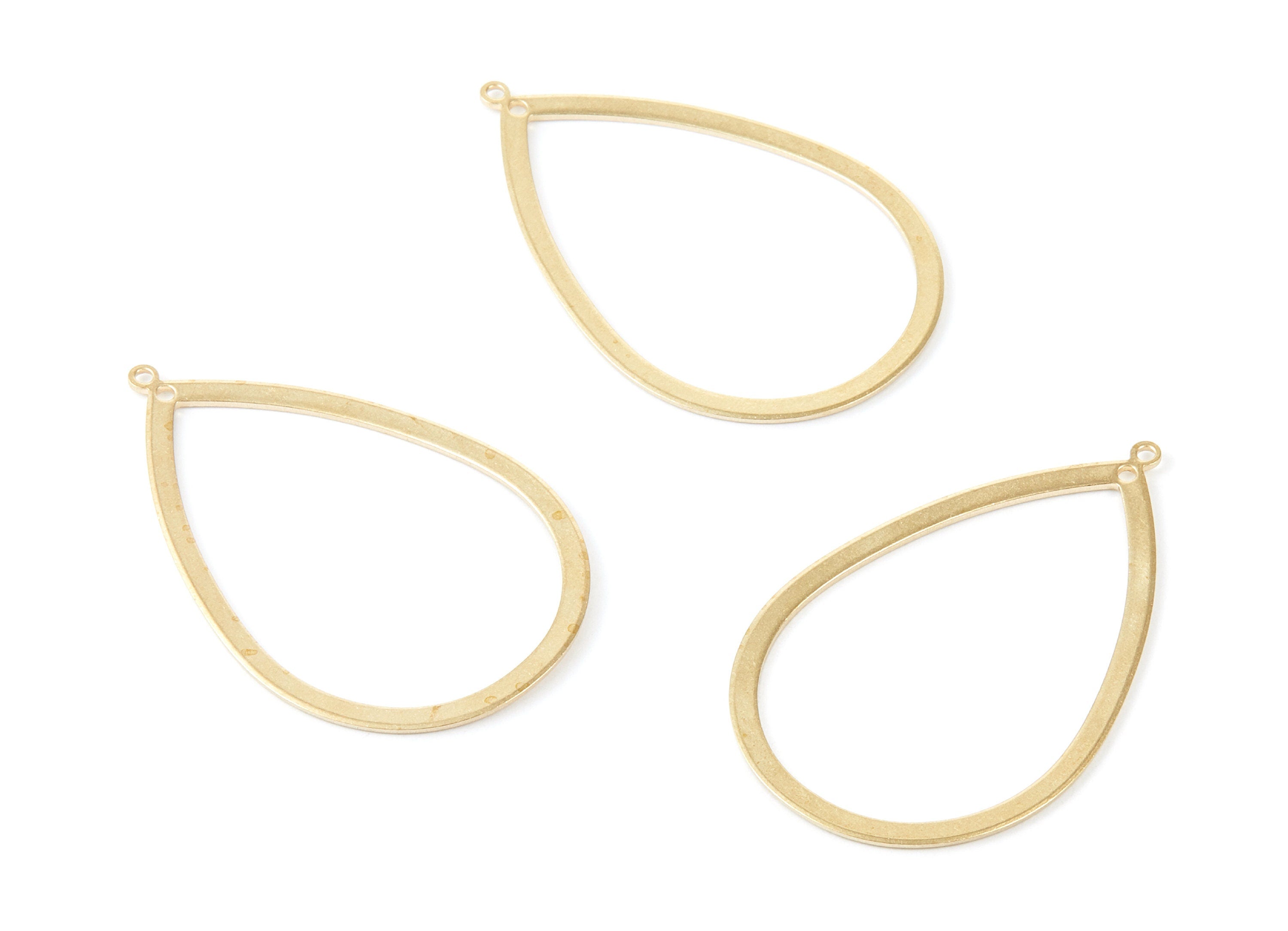 Brass Drop Charms - Drop Shaped Raw Brass Connector with 2 Hole - Jewelry Supplies - 42.8x27.67x0.76mm - PP2086 - DOMEDBAZAAR