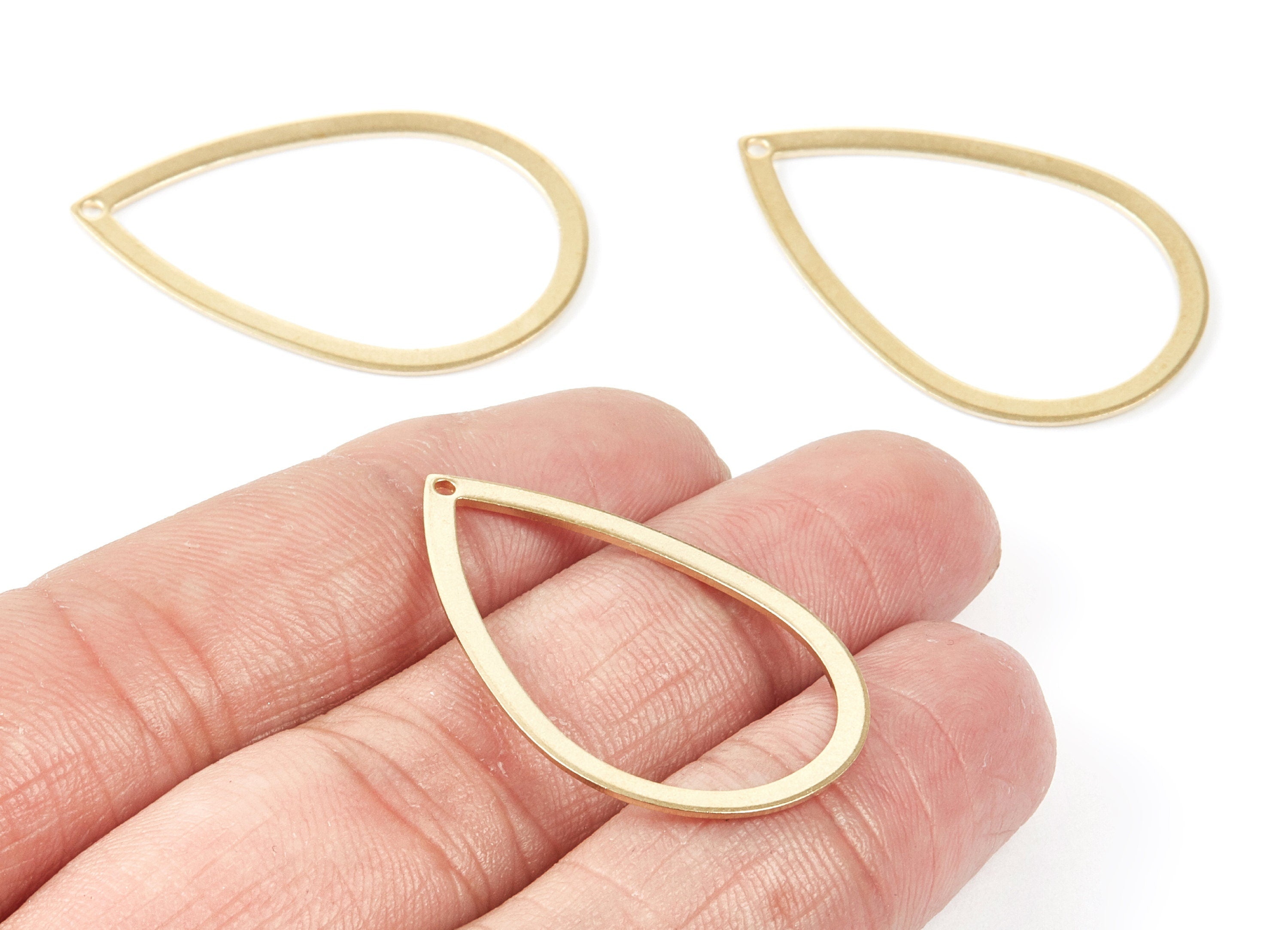 Brass Drop Charms - Drop Shaped Raw Brass Pedants - Earring Findings - Jewelry Supplies - 36.1x23.74x0.79mm - PP2087 - DOMEDBAZAAR