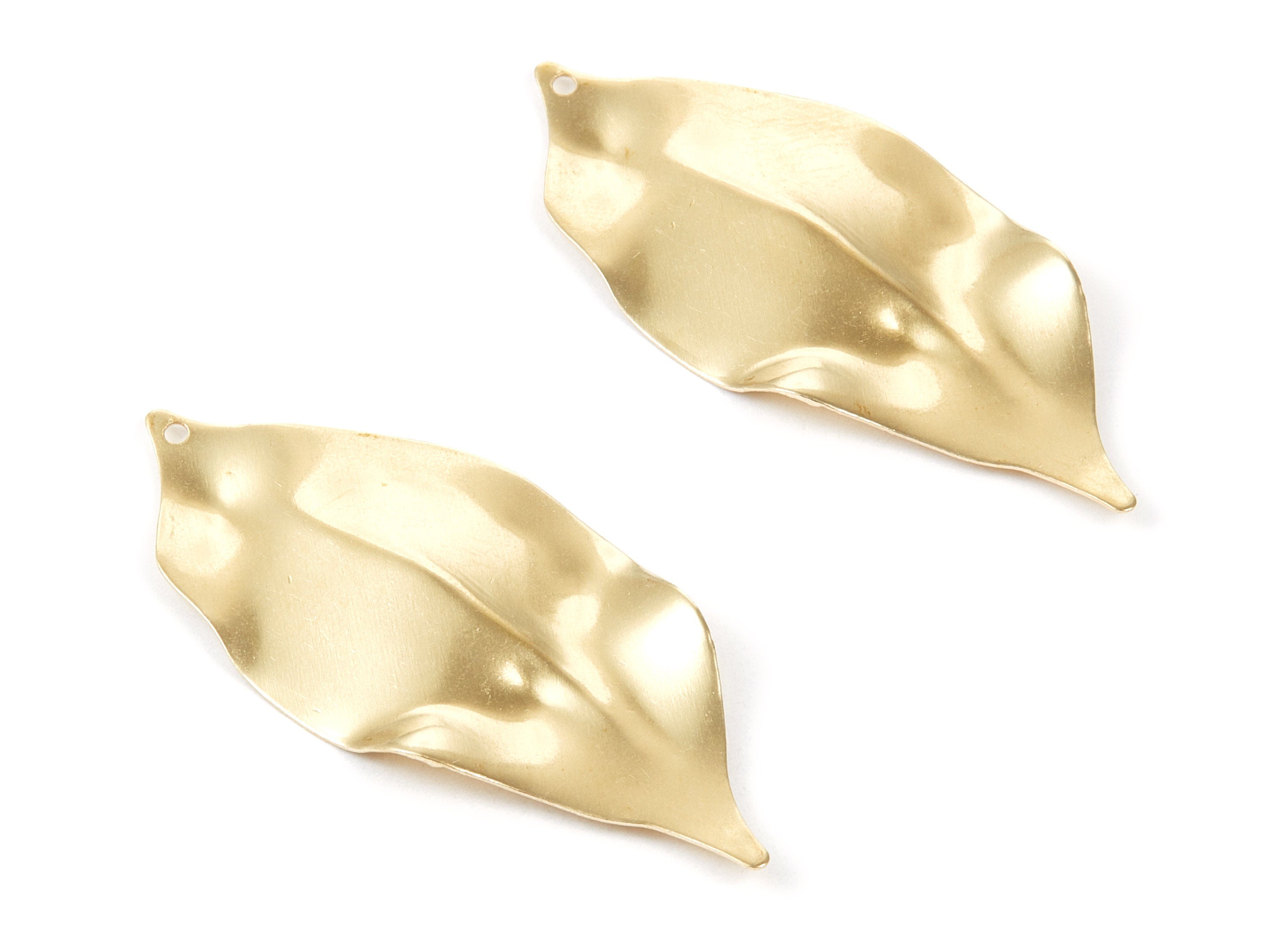 Brass Leaf Charms - Leaf Shaped Raw Brass Pendant - Earring Findings - Jewelry Supplies - 52.7x23.45x0.5mm - PP1854 - DOMEDBAZAAR