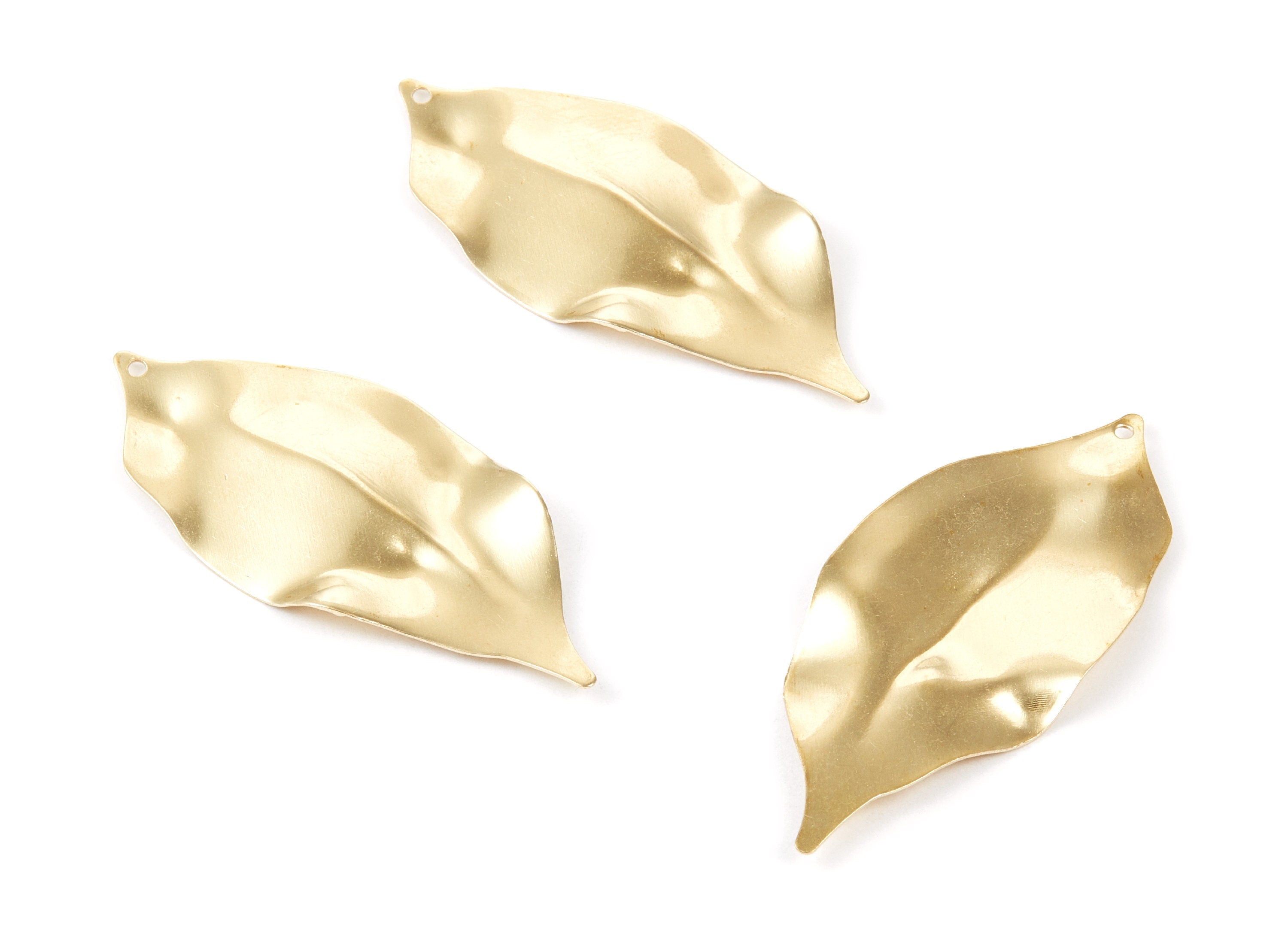 Brass Leaf Charms - Leaf Shaped Raw Brass Pendant - Earring Findings - Jewelry Supplies - 52.7x23.45x0.5mm - PP1854 - DOMEDBAZAAR