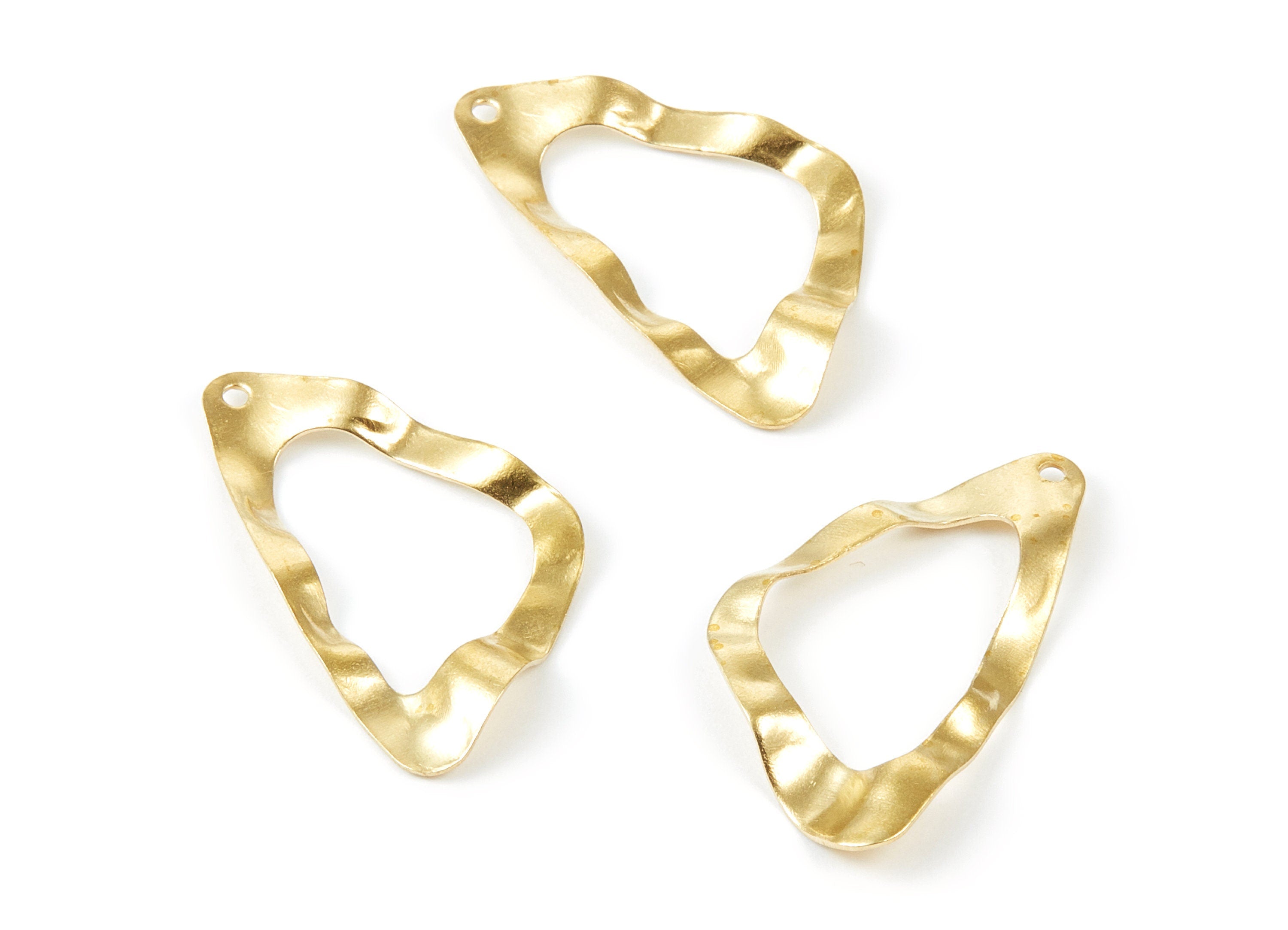 Brass Geometric Charms - Wavy Irregular Shaped Raw Brass Pendant - Jewelry Supplies - 32,94x18,4x0,64mm - PP2127 - DOMEDBAZAAR