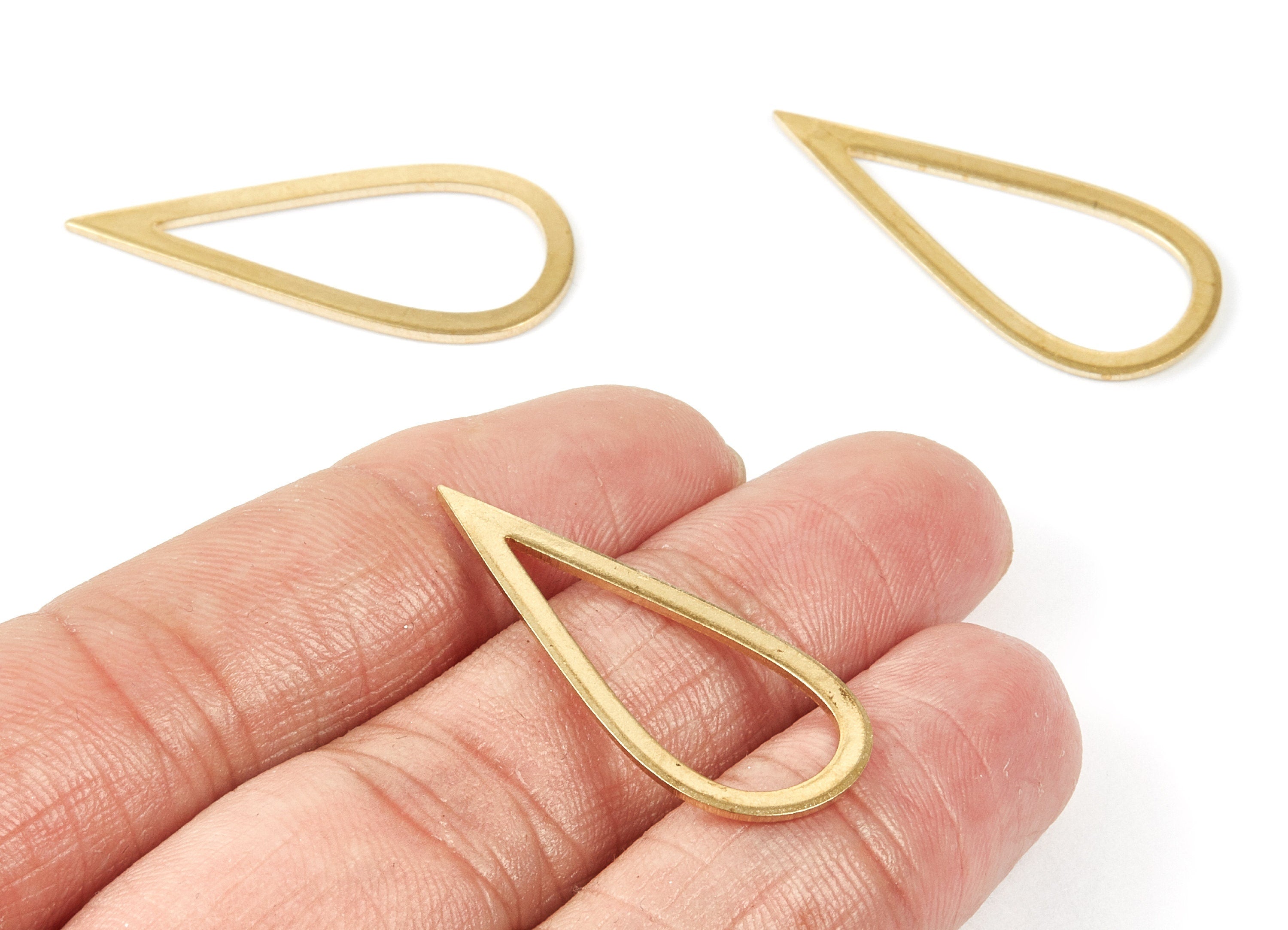Brass Drop Charms - Drop Shaped Raw Brass Pedants - Earring Findings - Jewelry Supplies - 35.55x15.6x1mm - PP1932 - DOMEDBAZAAR