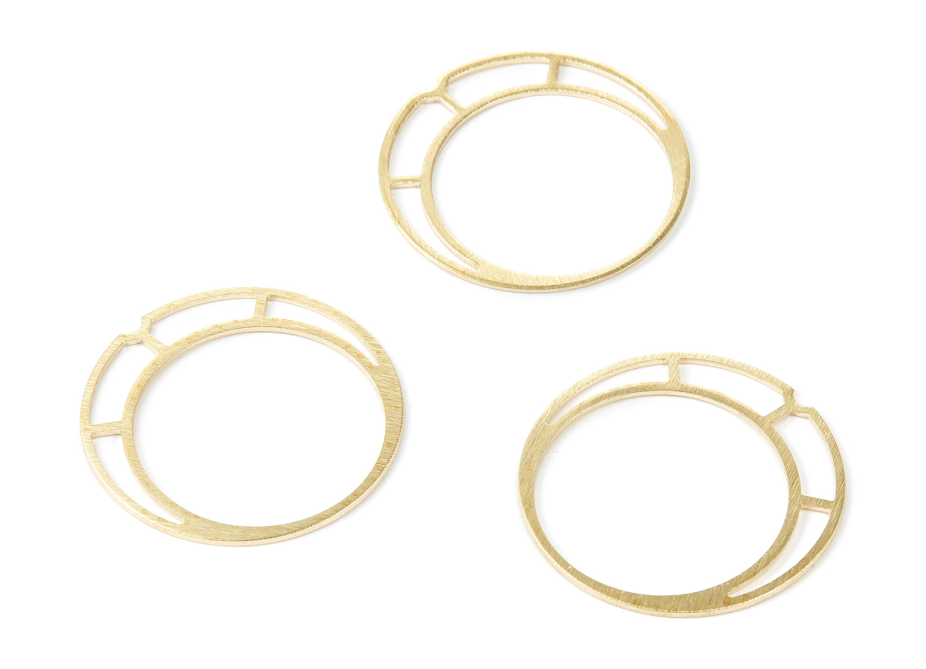 Brass Circle Charms - Textured Circle Shaped Raw Brass Pendant - Earring Findings - Jewelry Supplies - 38.6x38.6x0.97mm - PP2123 - DOMEDBAZAAR