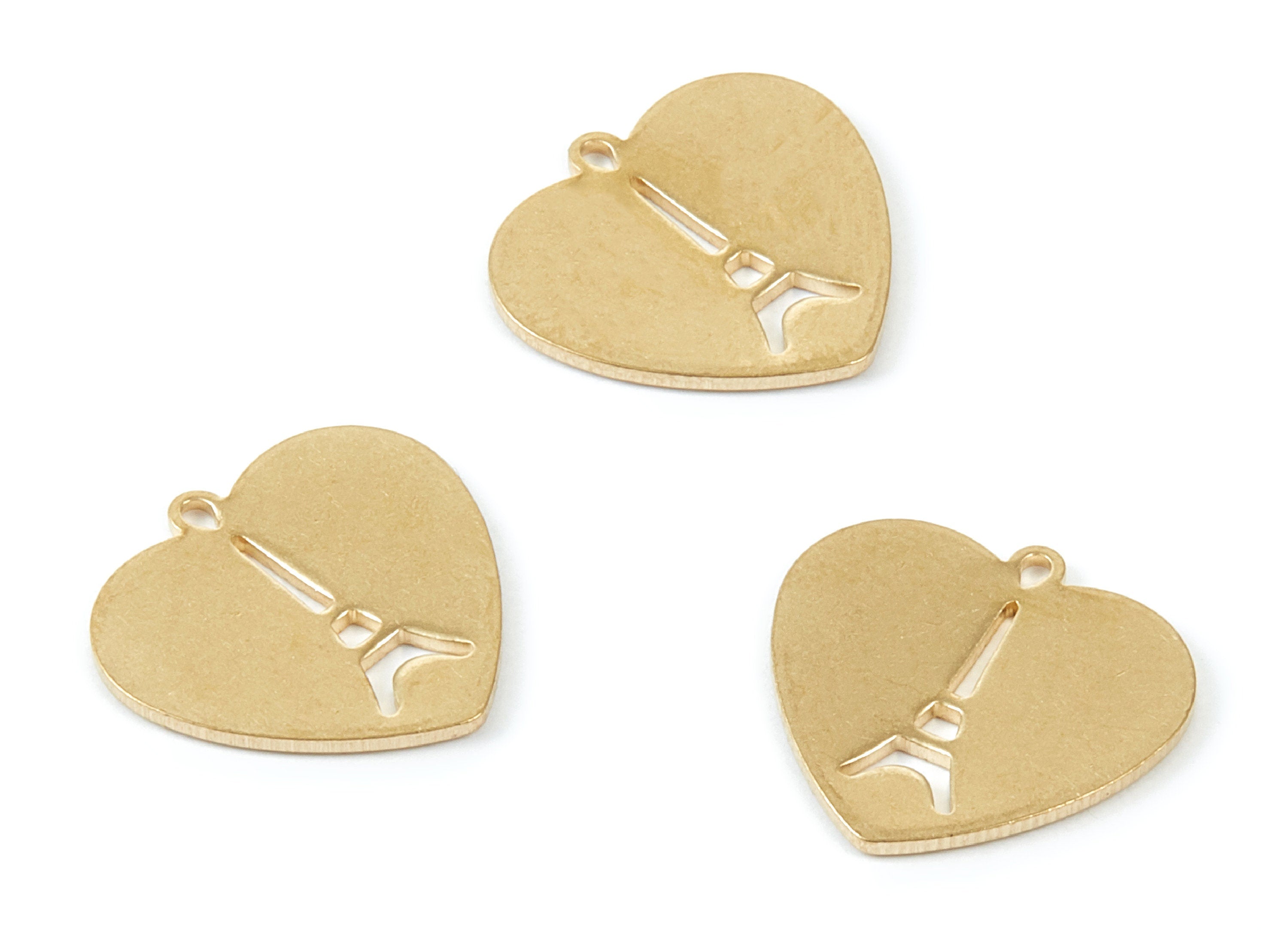Brass Heart Charms - Heart Shpaed Raw Brass Pendant - Earring Findings - Jewelry Supplies - 17,45x16,75x1,08mm - PP1792 - DOMEDBAZAAR