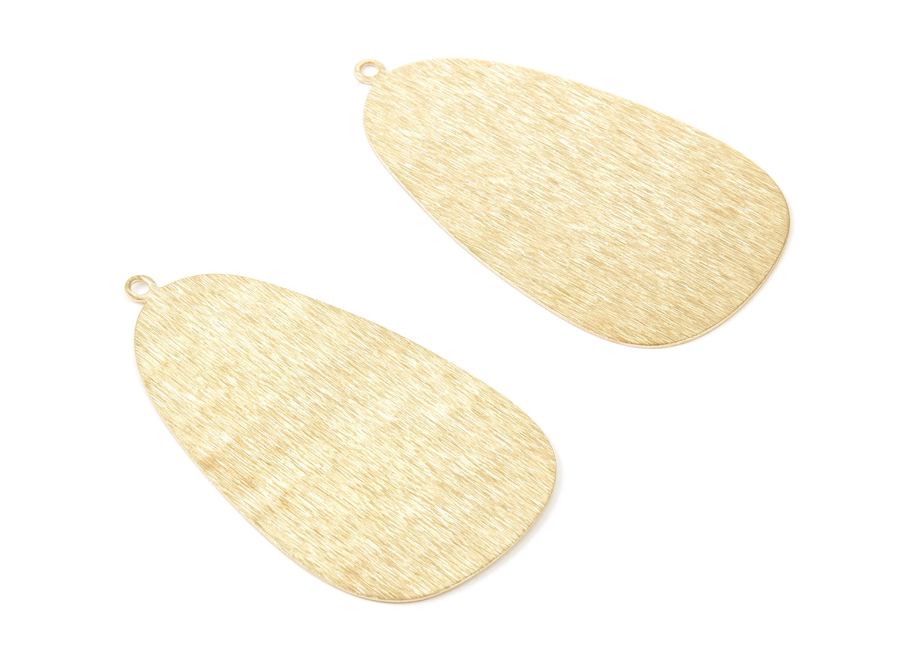 Brass Oval Charms - Oval Shaped Raw Brass Pendants - Earring Findings - Jewelry Supplies - 53x30x0,51mm - PP2075 - DOMEDBAZAAR