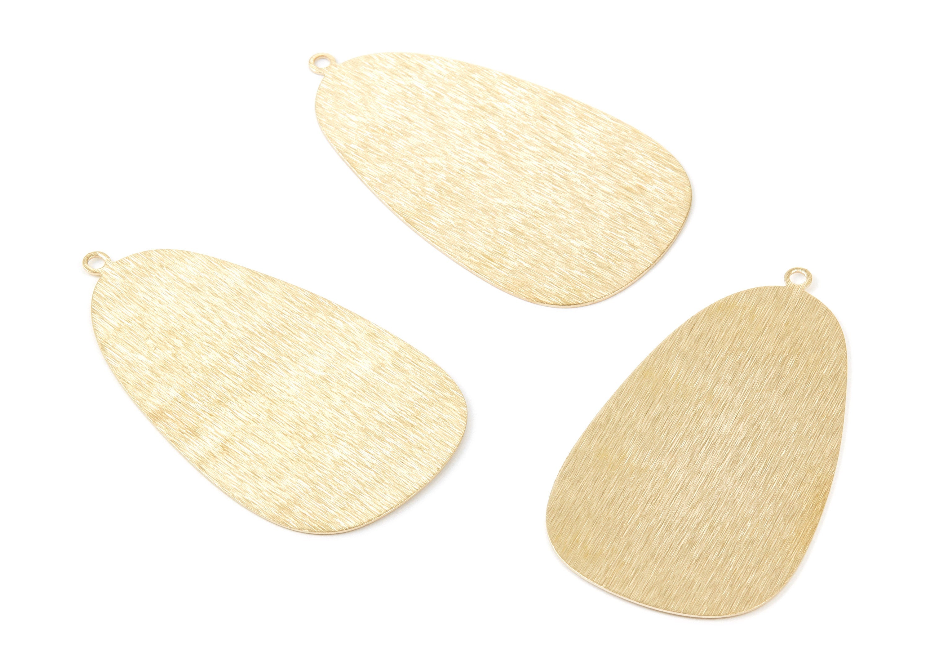 Brass Oval Charms - Oval Shaped Raw Brass Pendants - Earring Findings - Jewelry Supplies - 53x30x0,51mm - PP2075 - DOMEDBAZAAR