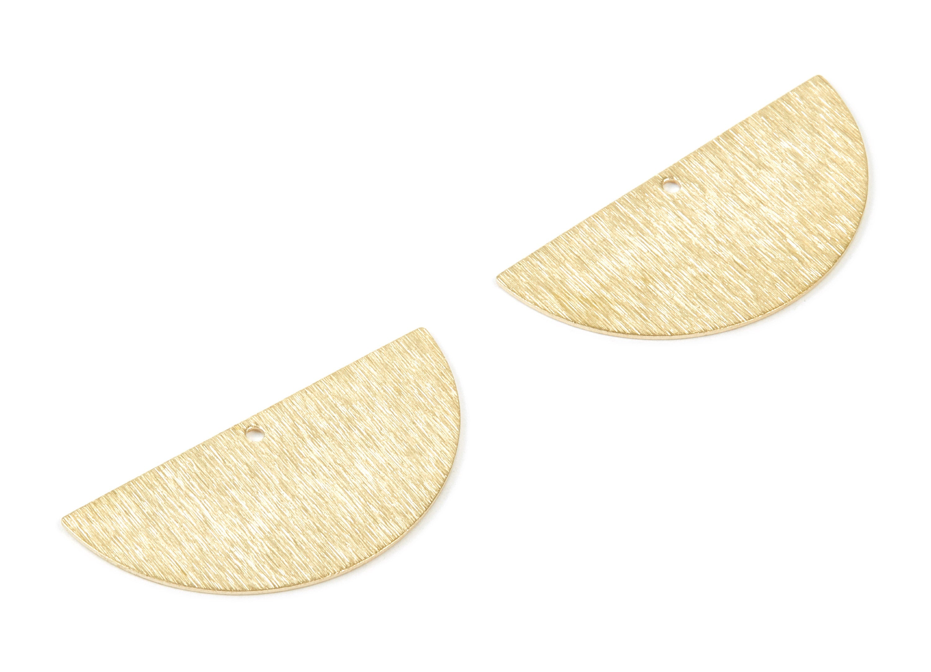 Brass Half Moon Textured Charms - Half Moon Raw Brass Pendants - Earring Findings - Jewelry Supplies - 35,95x17,53x0,6mm - PP2115 - DOMEDBAZAAR