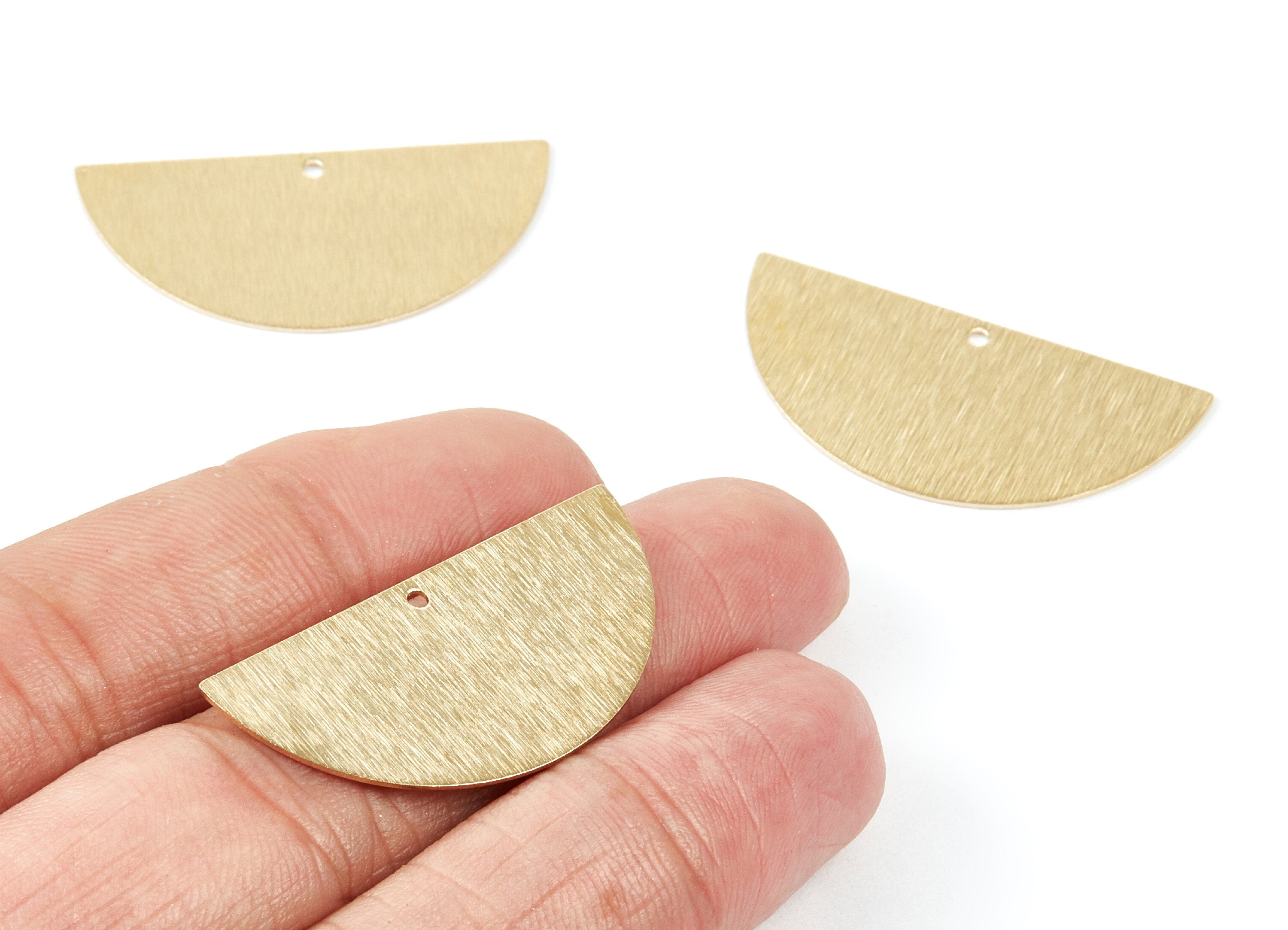Brass Half Moon Textured Charms - Half Moon Raw Brass Pendants - Earring Findings - Jewelry Supplies - 35,95x17,53x0,6mm - PP2115 - DOMEDBAZAAR
