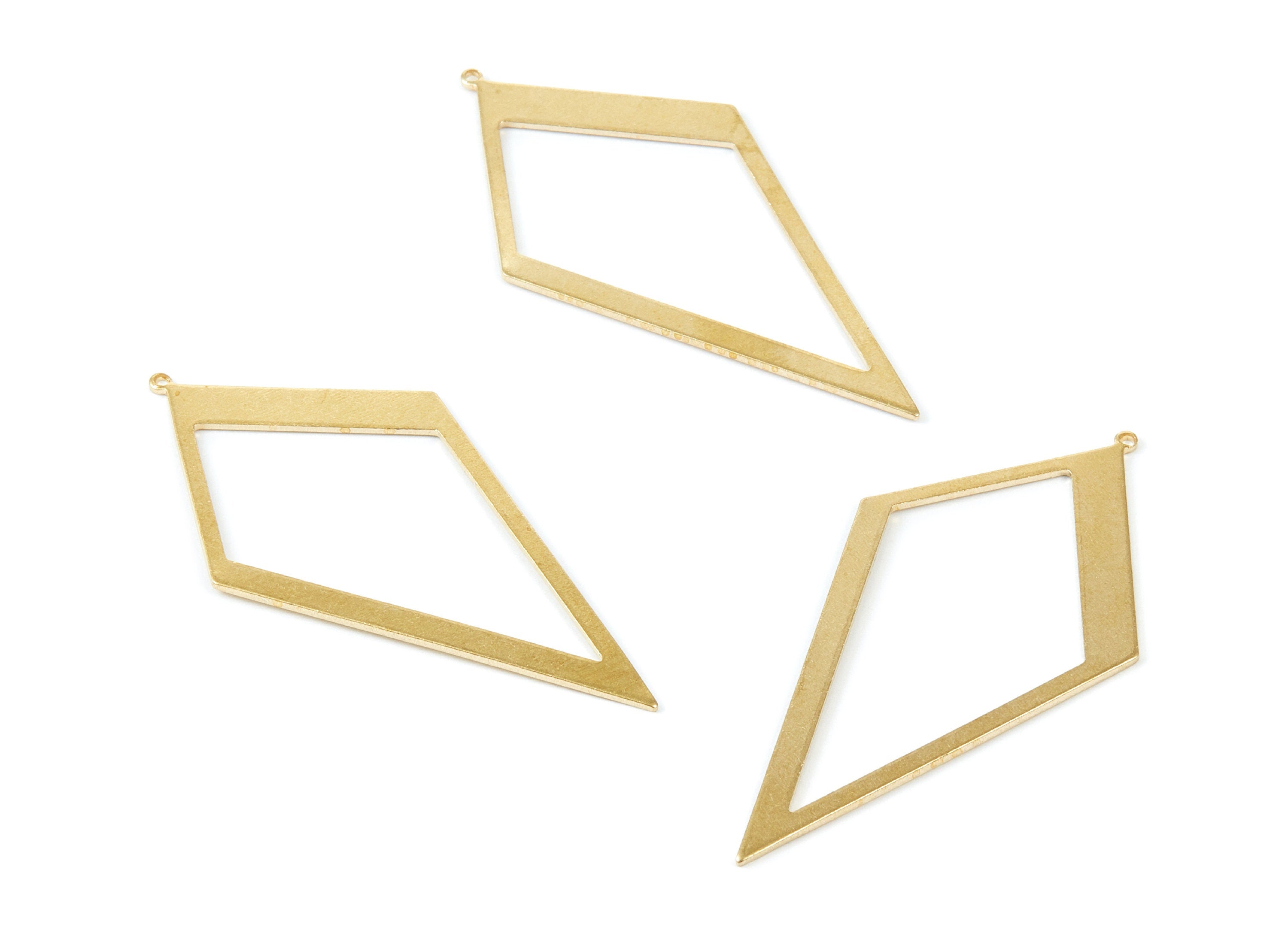 Brass Rhombic Charms - Diamond shaped Raw Brass Pendant - Earring Finddings - Jewelry Supplies - 51,6x25,95x0,81mm - PP2049 - DOMEDBAZAAR
