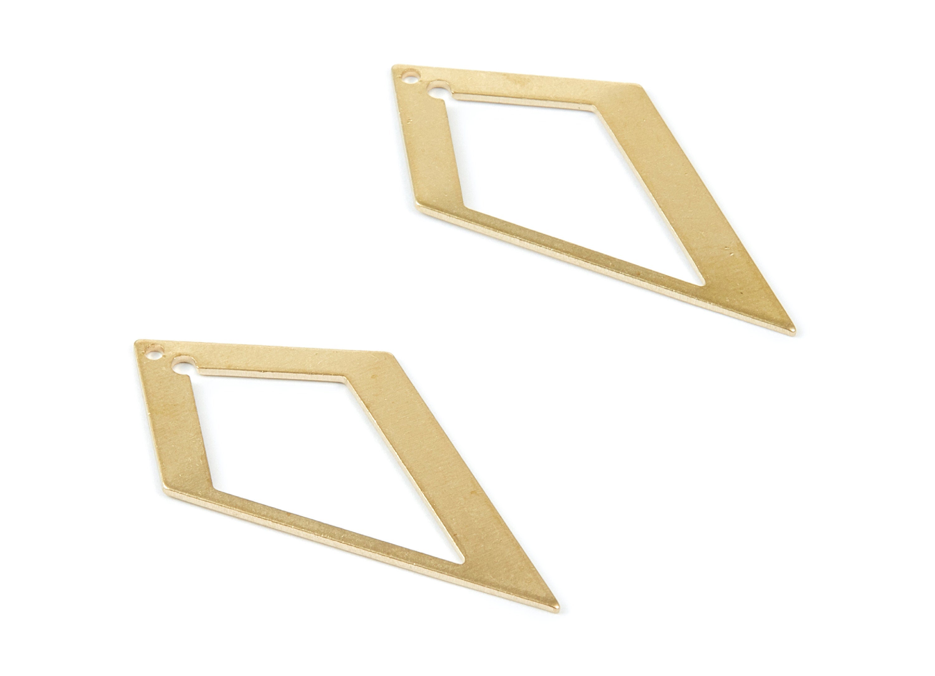 Brass Rhombic Charms - Diamond shaped Raw Brass Pendant - Earring Finddings - Jewelry Supplies - 39,58x18,04x0,9mm - PP2050 - DOMEDBAZAAR