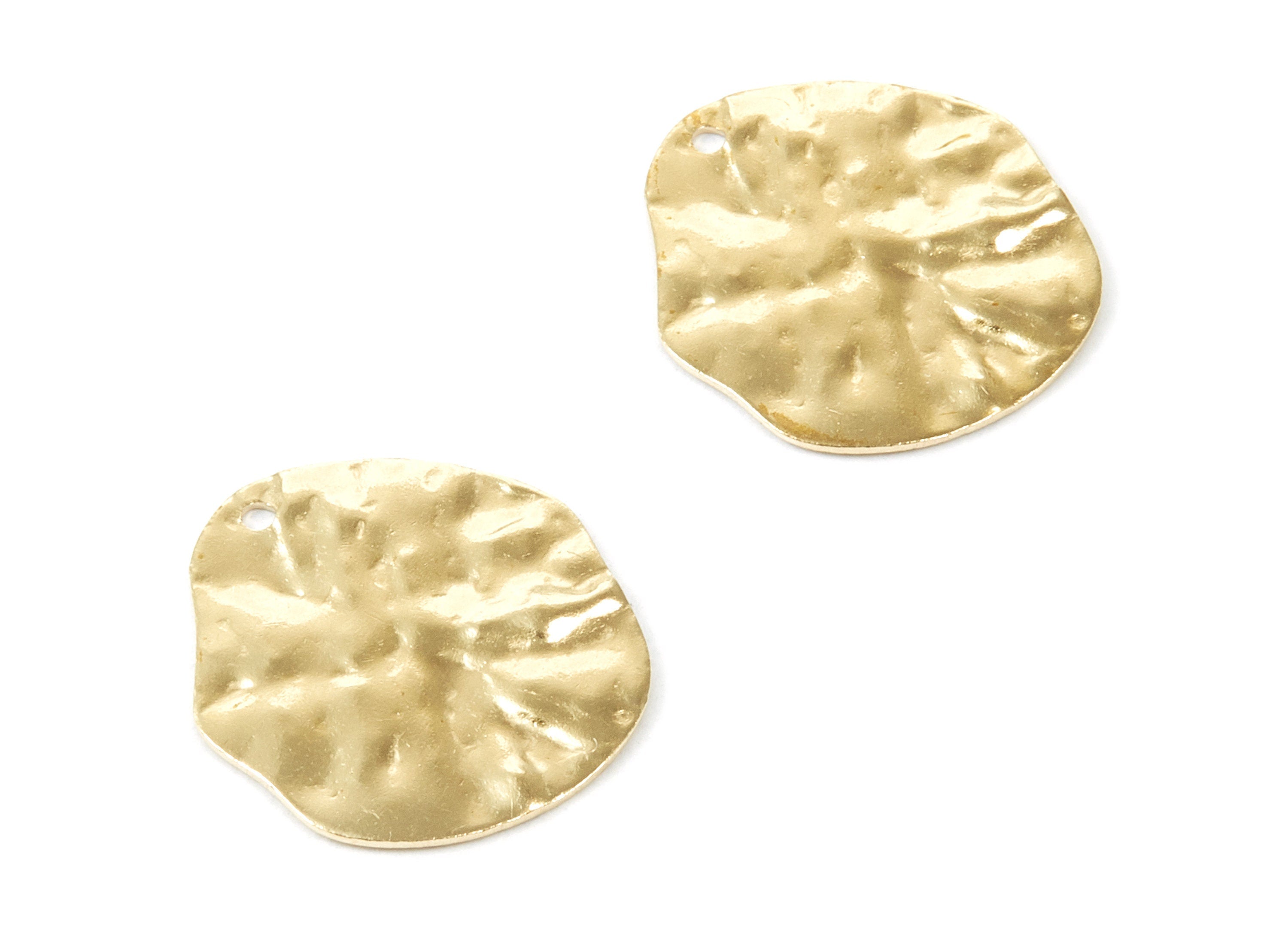 Brass Wavy Disc Charms - Wavy Disc Raw Brass Pendant - Earring Findings - Jewelry Supplies - 20.8x19.5x1.23mm - PP2126 - DOMEDBAZAAR