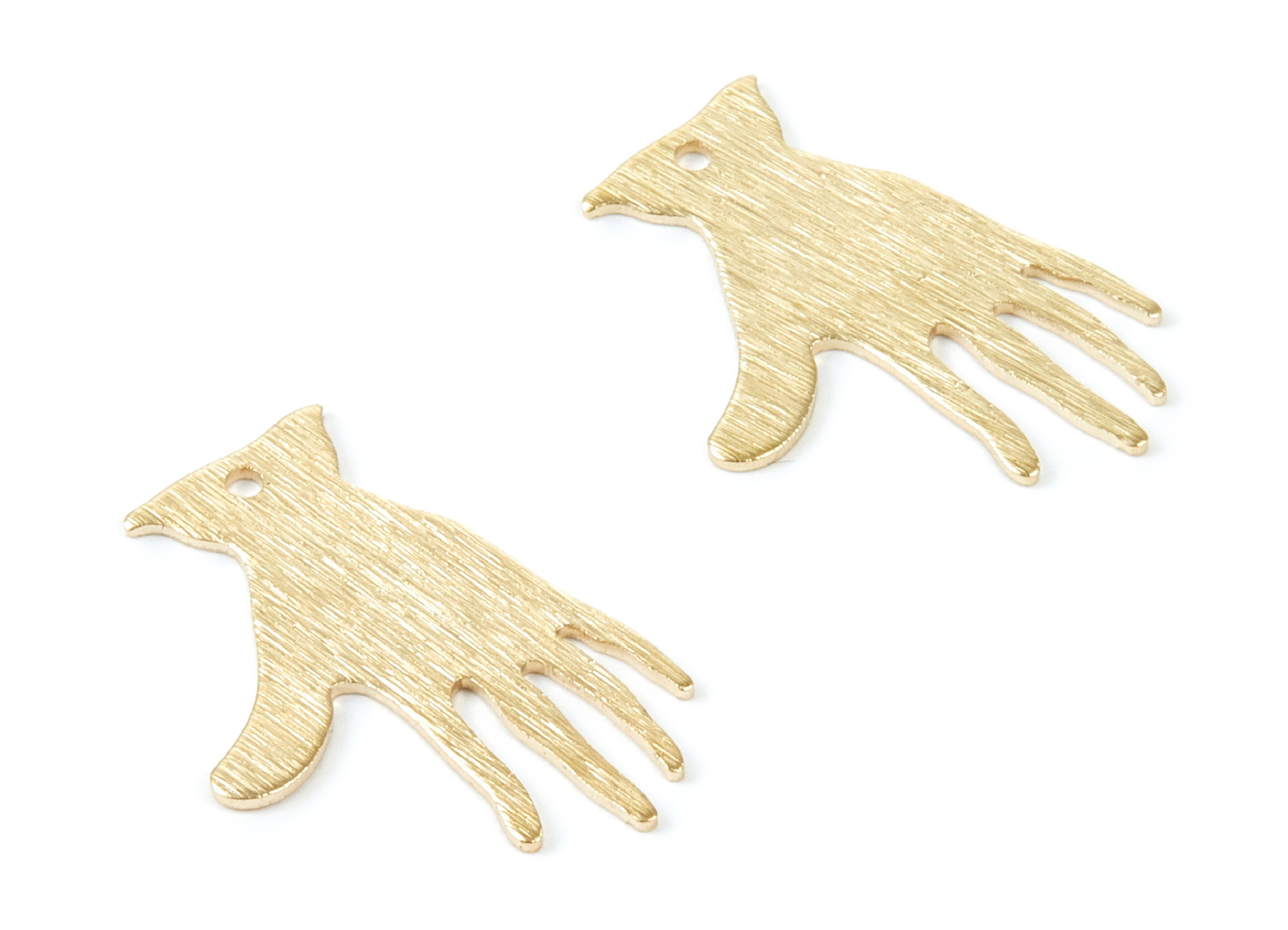 Brass Textured Hand Charms - Hand Textured Raw Brass Pendants - Earring Findings - Jewellery Supplies - 25,5x17,1x0,78mm - PP2007 - DOMEDBAZAAR