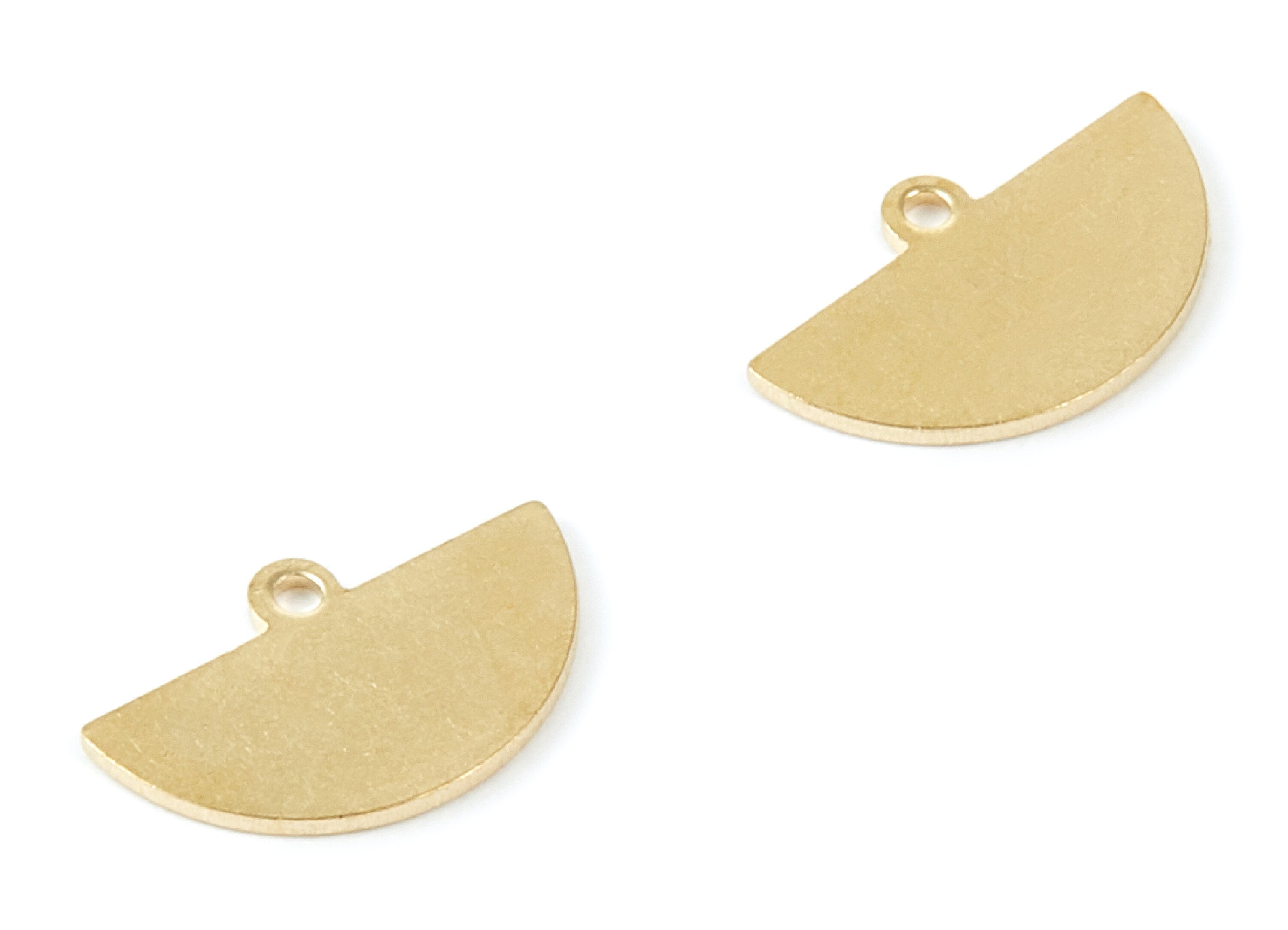 Brass Half Round Charms - Half Round Raw Brass Pendant - Brass Earring Findings - Jewelry Supplies - 14,47x8,9x0,8mm - PP2009 - DOMEDBAZAAR