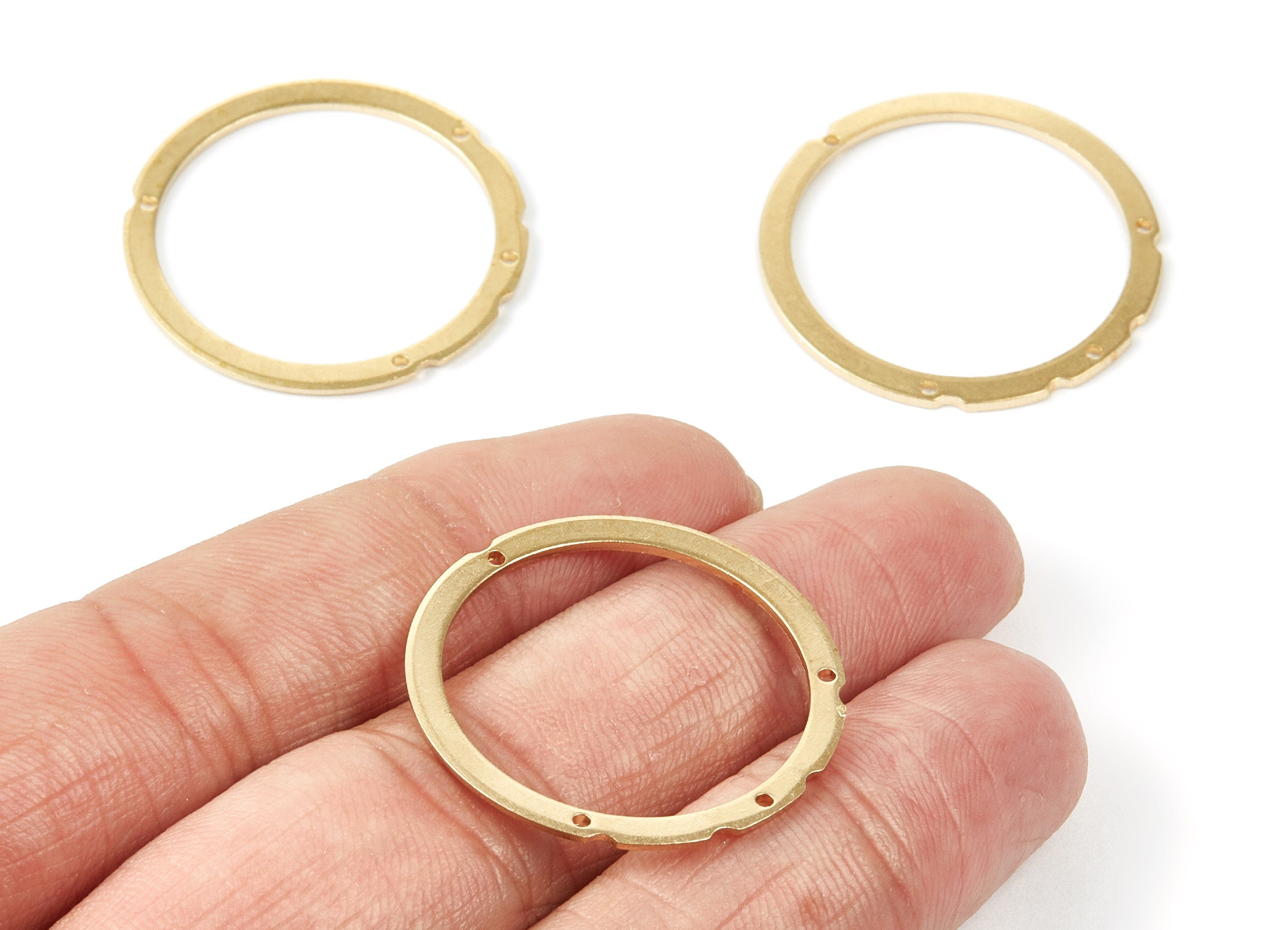 Brass Circle Charms - Circle Raw Brass Connector With 4 Holes - Jewelry Supplies - 29.8x29.8x1mm - PP1970 - DOMEDBAZAAR