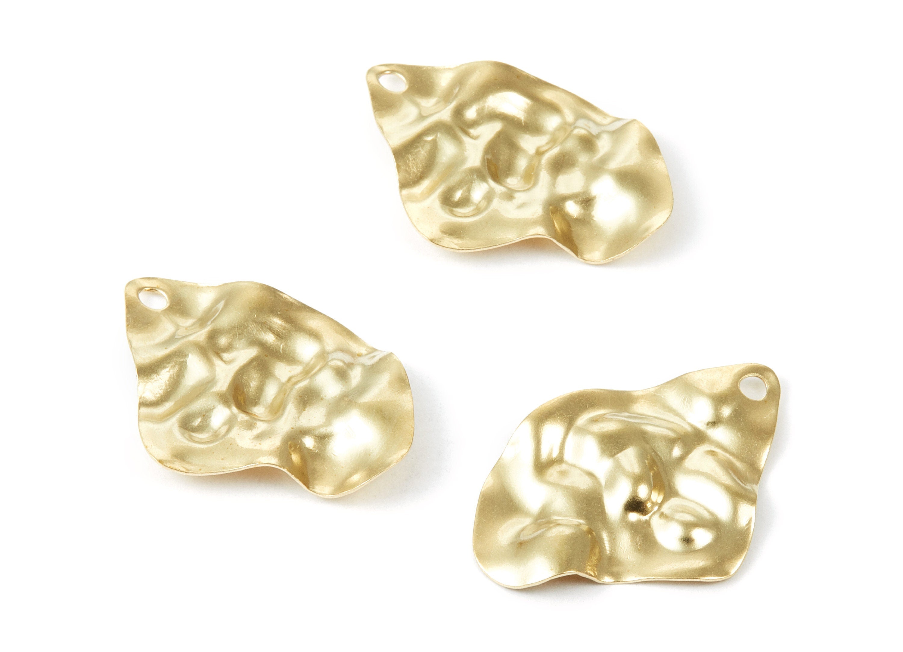 Brass Wavy Irregular Charms - Wavy Irregular Raw Brass Pendant - Earring Findings - Jewelry Supplies - 37x26.63x0.52mm - PP1838 - DOMEDBAZAAR
