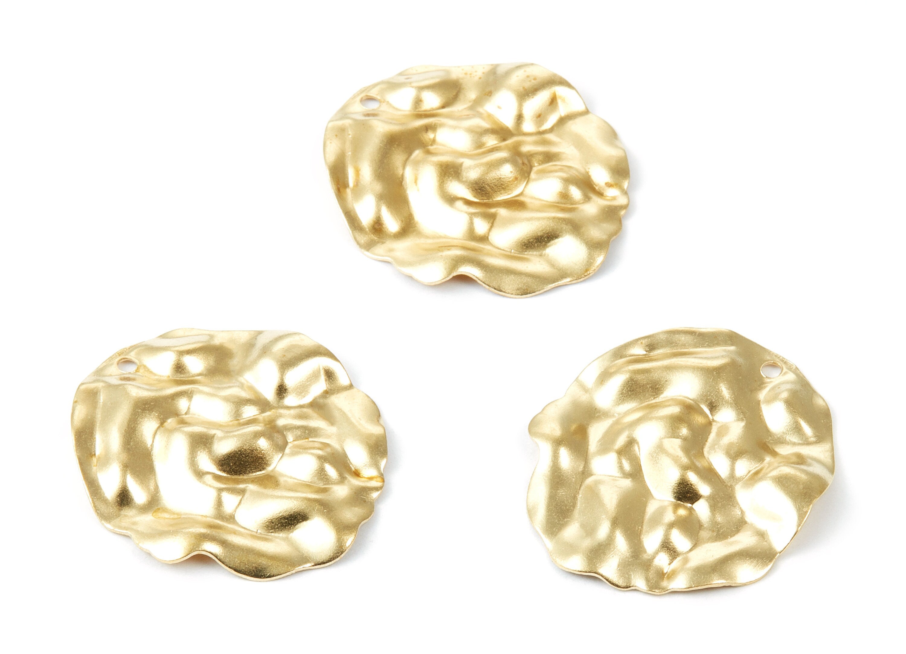Brass Wavy Disc Charms - Wavy Disc Raw Brass Pendant - Earring Findings - Jewelry Supplies - 35.14x30x0.76mm - PP1828 - DOMEDBAZAAR