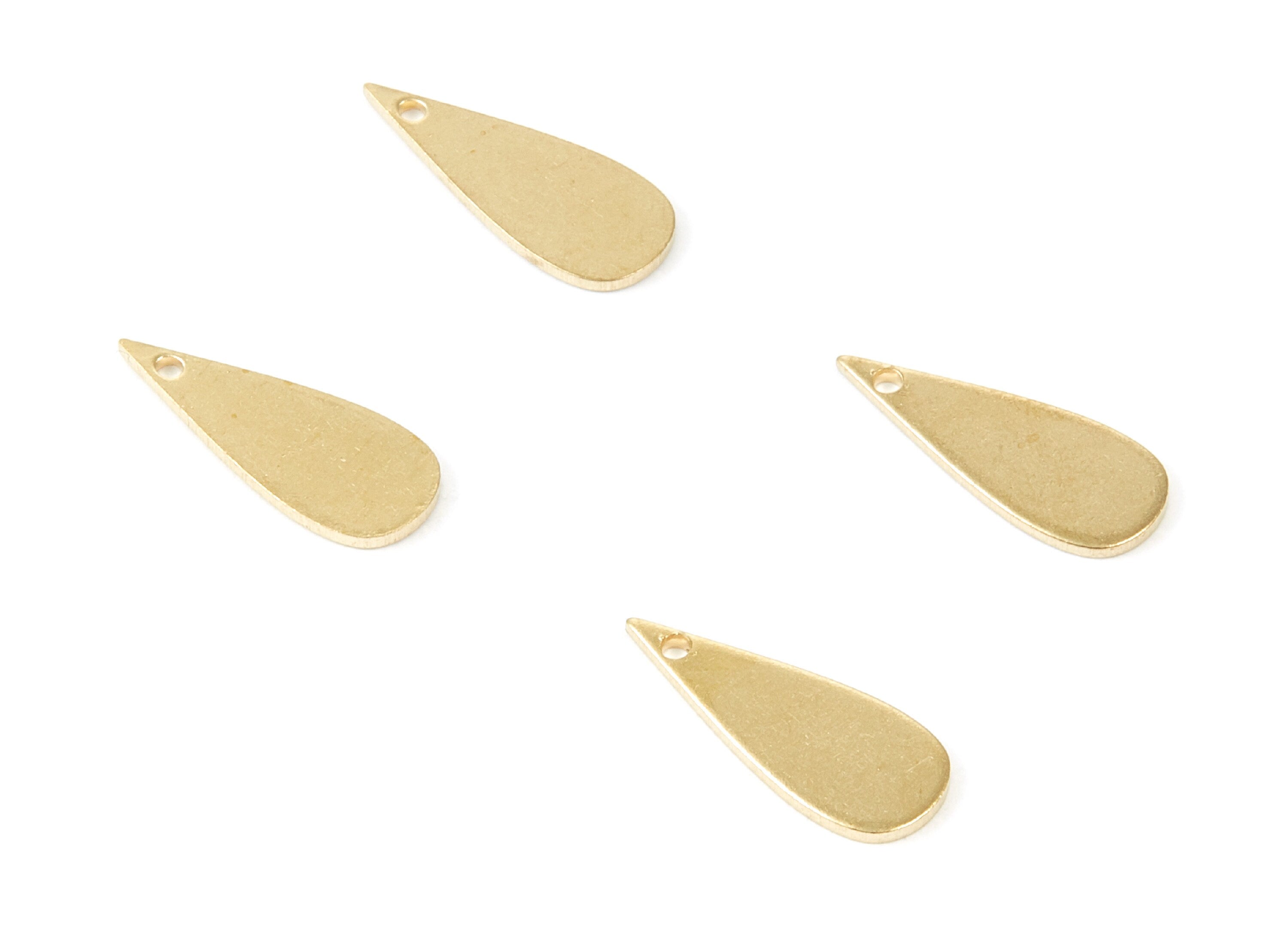 Personalized stamping blank - Brass Drop Charms - Drop Shape Raw Brass Pendant - Earring Findings -  18.62x7.5x1mm - PP1937 - DOMEDBAZAAR