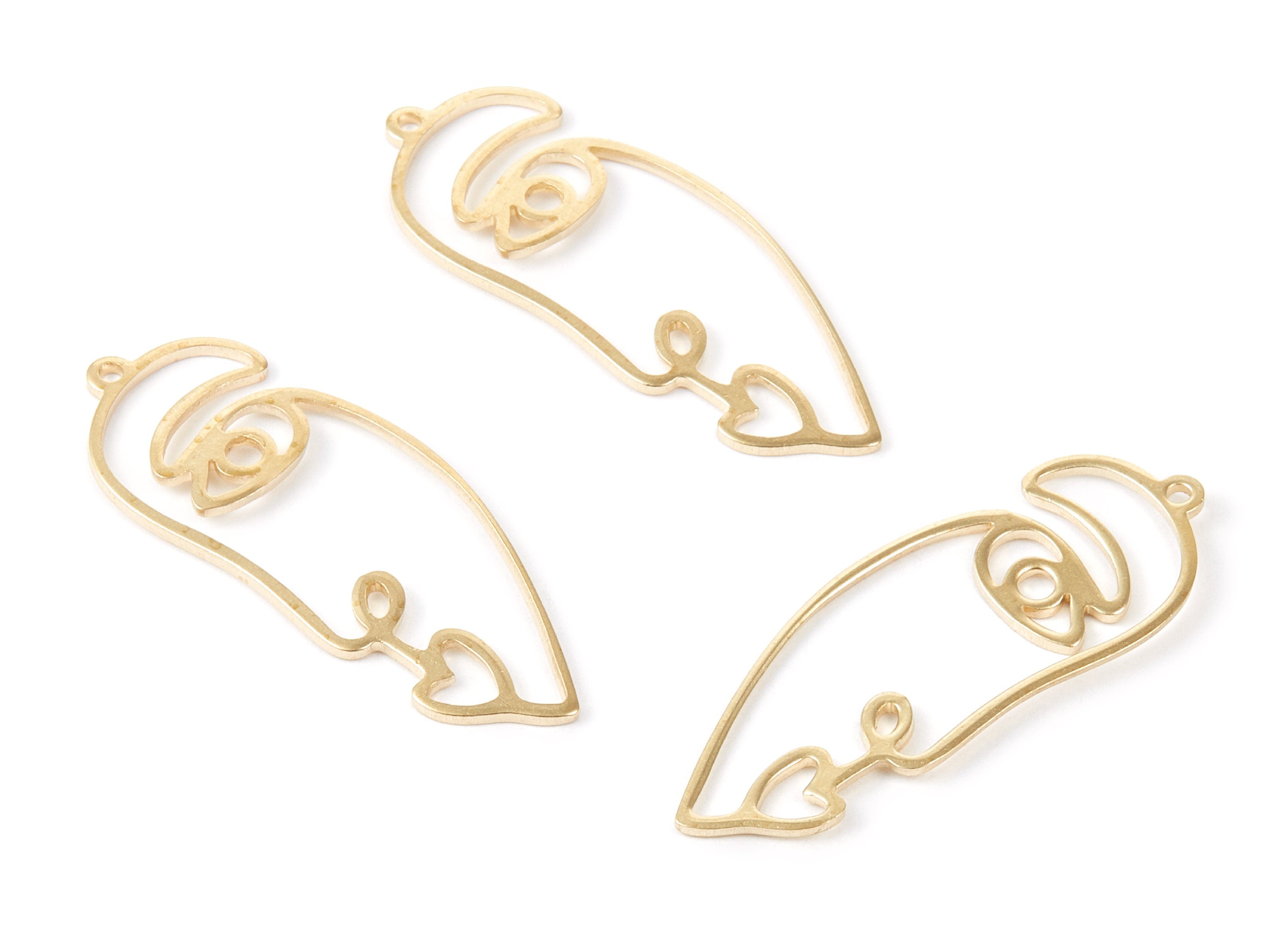 Brass Face Charms - Face Shaped Raw Brass Pendant - Brass Earring Findings - Jewelry Supplies - 41x15.5x1mm - PP2101 - DOMEDBAZAAR