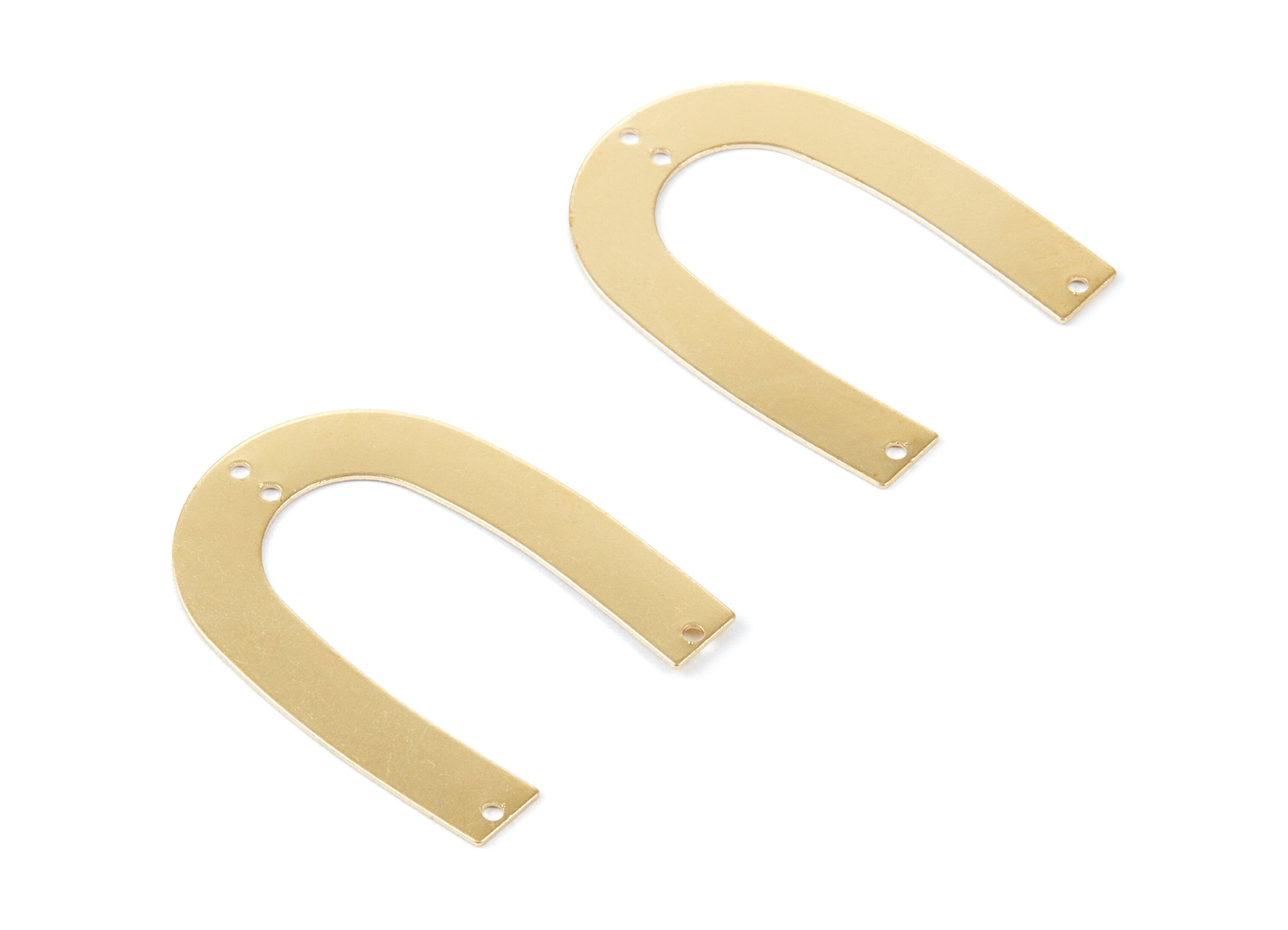 Brass U Connector - U Raw Brass Connectors With 4 Holes - Jewelry Supplies - 35x26,85x0,57mm - PP1891 - DOMEDBAZAAR