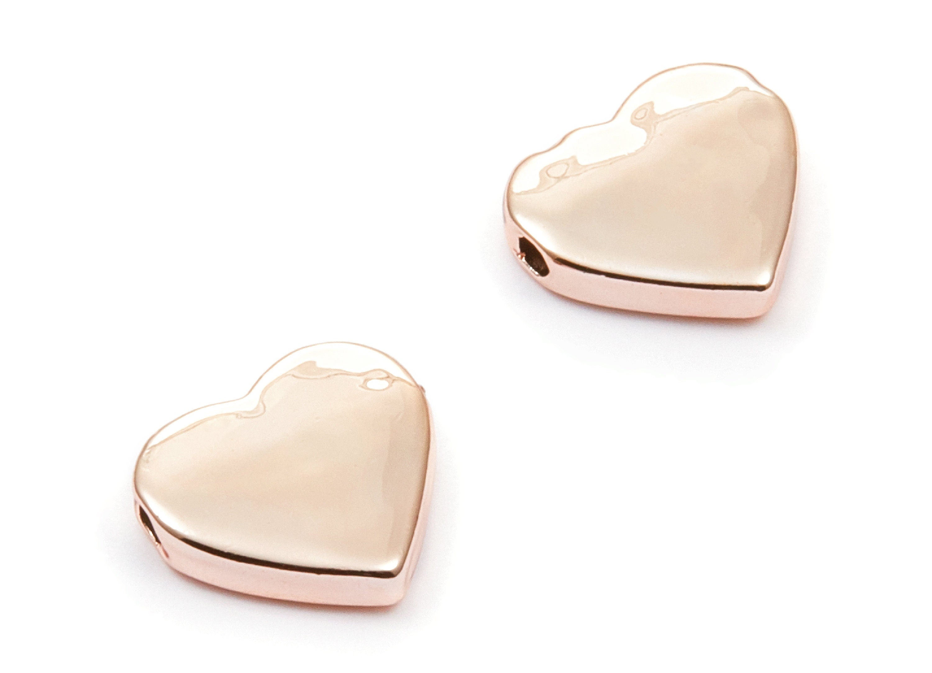 Heart Shaped Charms - Zinc Alloy Earring Finding - Rose Tone - Alloy Pendant for Necklace - 14,4x13,23x3,43mm - ZZ1196R - DOMEDBAZAAR