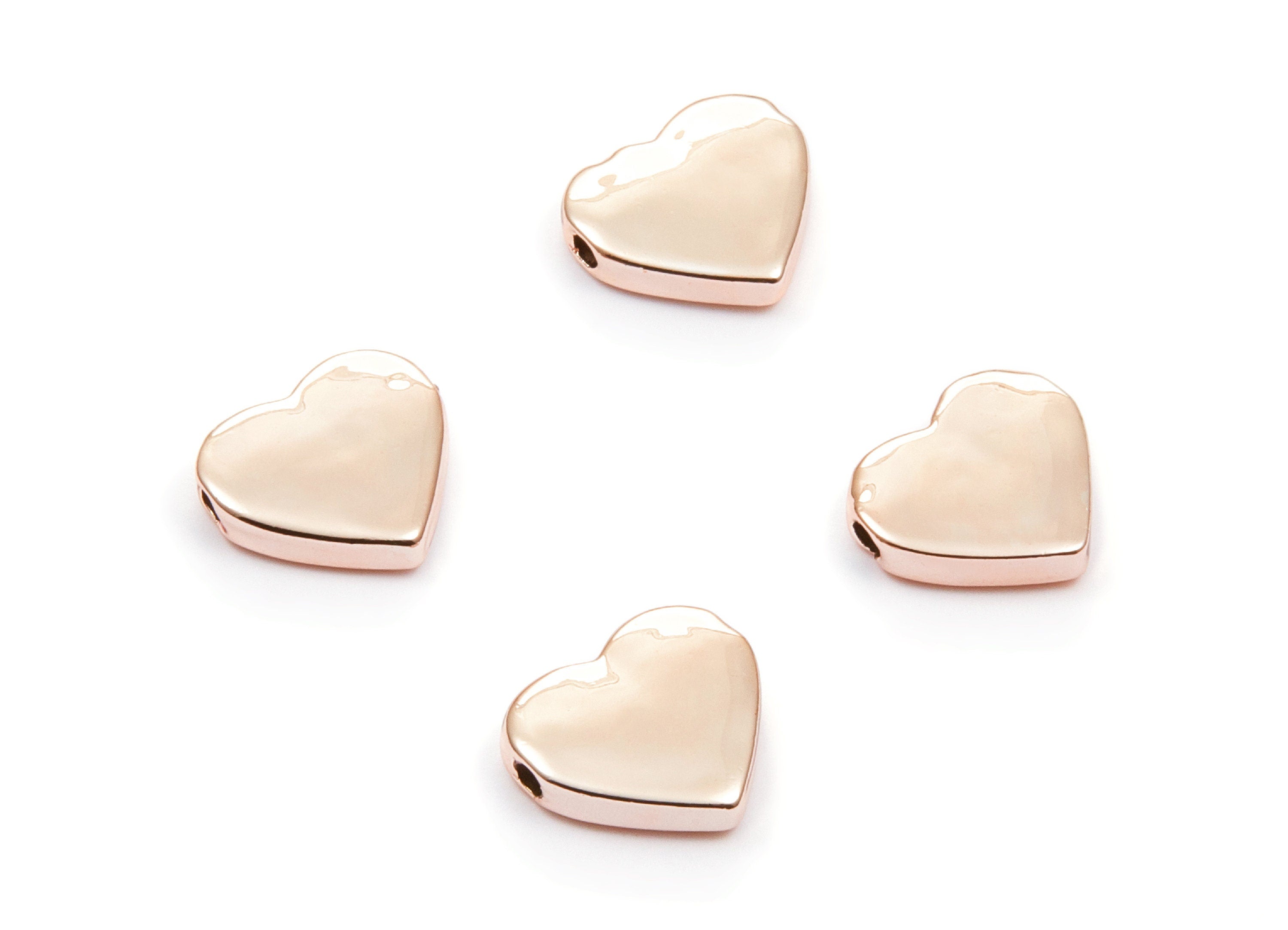 Heart Shaped Charms - Zinc Alloy Earring Finding - Rose Tone - Alloy Pendant for Necklace - 14,4x13,23x3,43mm - ZZ1196R - DOMEDBAZAAR