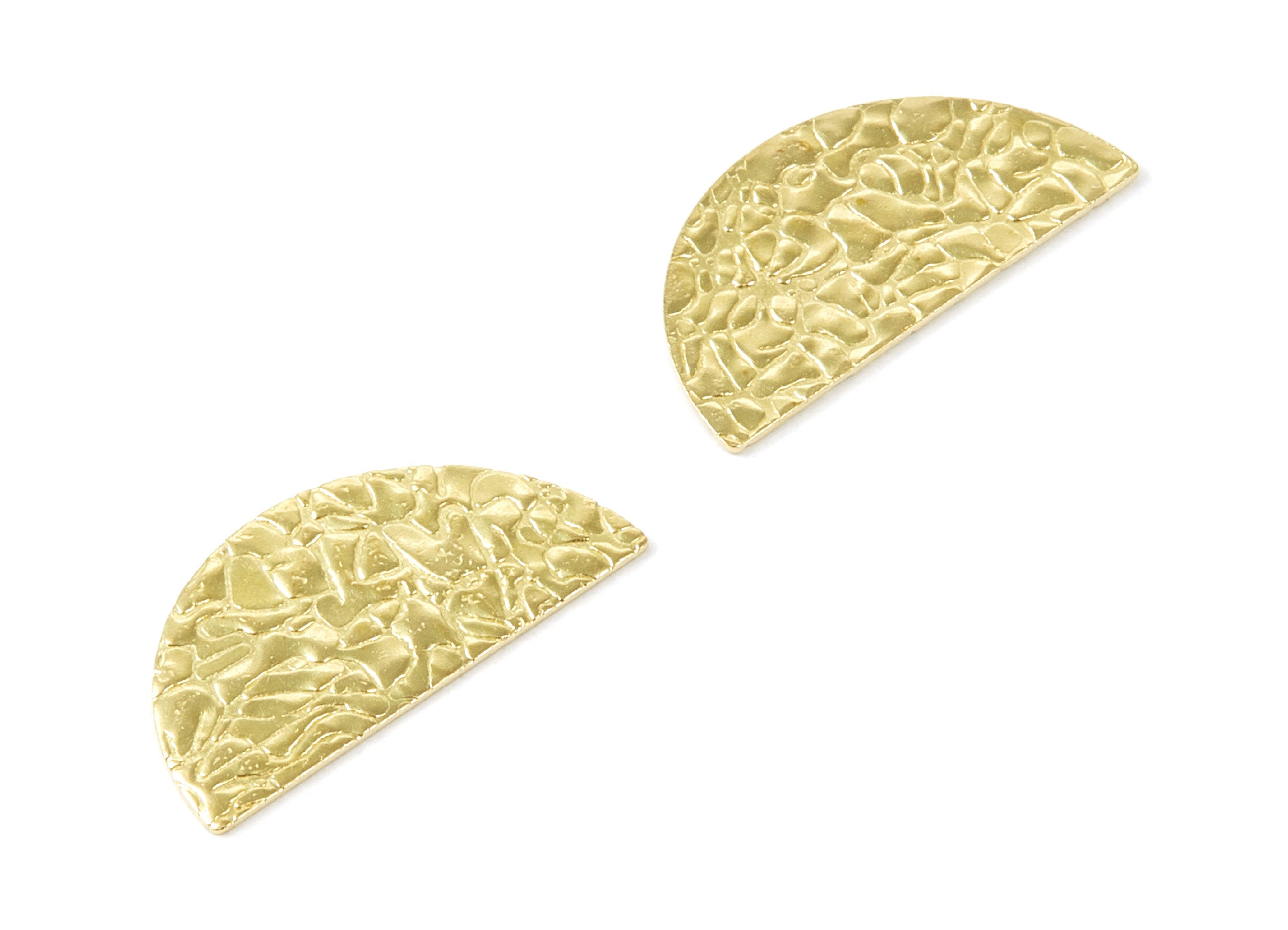 Brass Hammering Half Round Charms - Hammering Half Round Raw Brass Pendant - Jewelry Supplies - 25x12.42x0.67mm - PP2112 - DOMEDBAZAAR