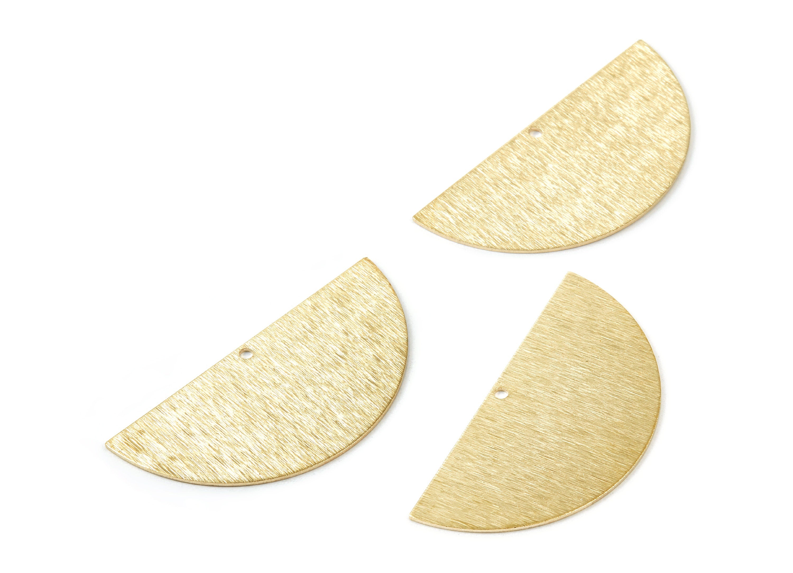 Brass Textured Half Round Charms - Textured Semi Circle Raw Brass Pendant - Earring Findings - Jewelry Supplies - 50x24x0.85mm - PP1745 - DOMEDBAZAAR