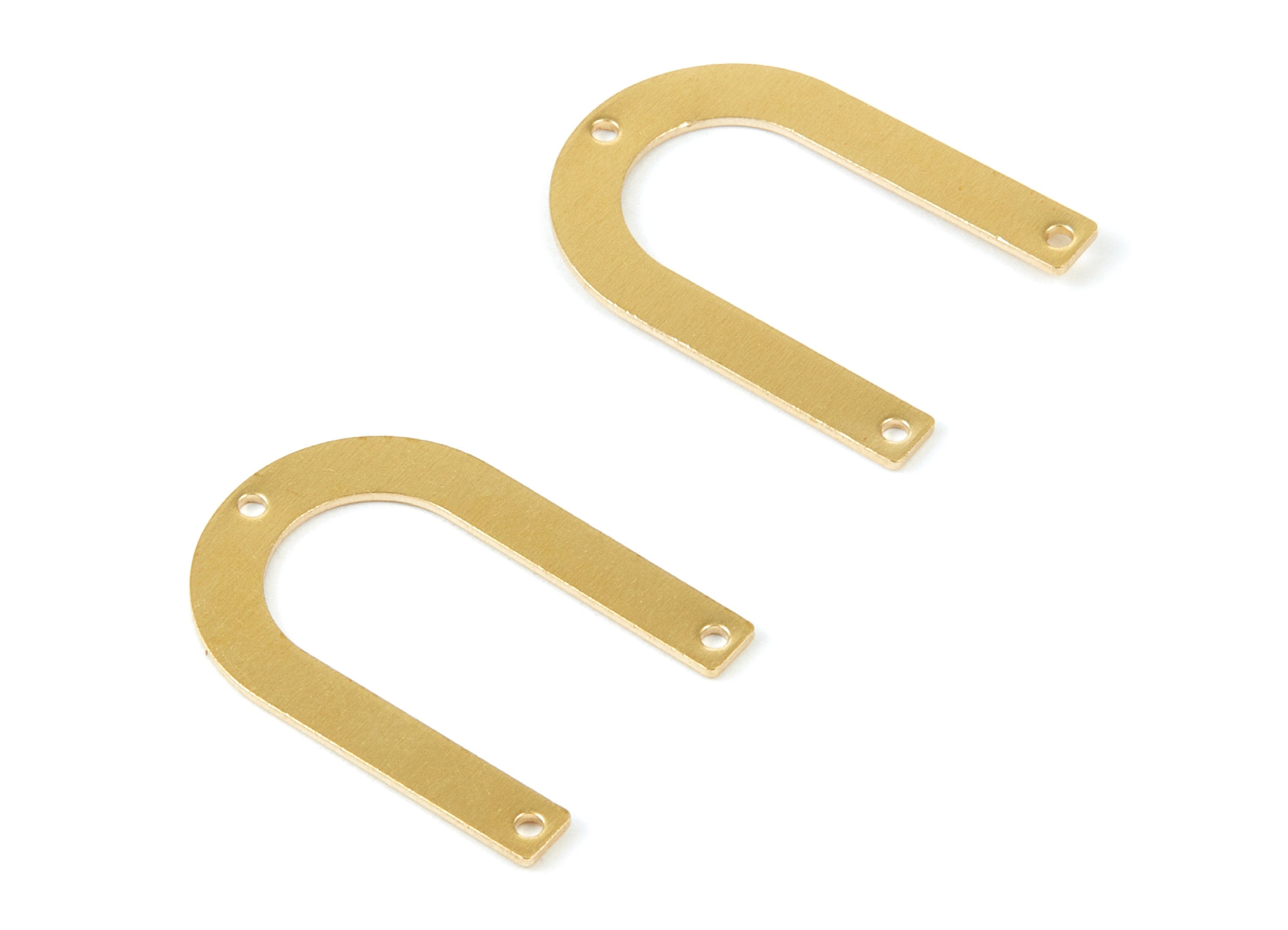 Brass U Charms - U Shaped Raw Brass Connectors With 3 Holes - Jewelry Supplies - 28x20x0,8mm - PP1908 - DOMEDBAZAAR
