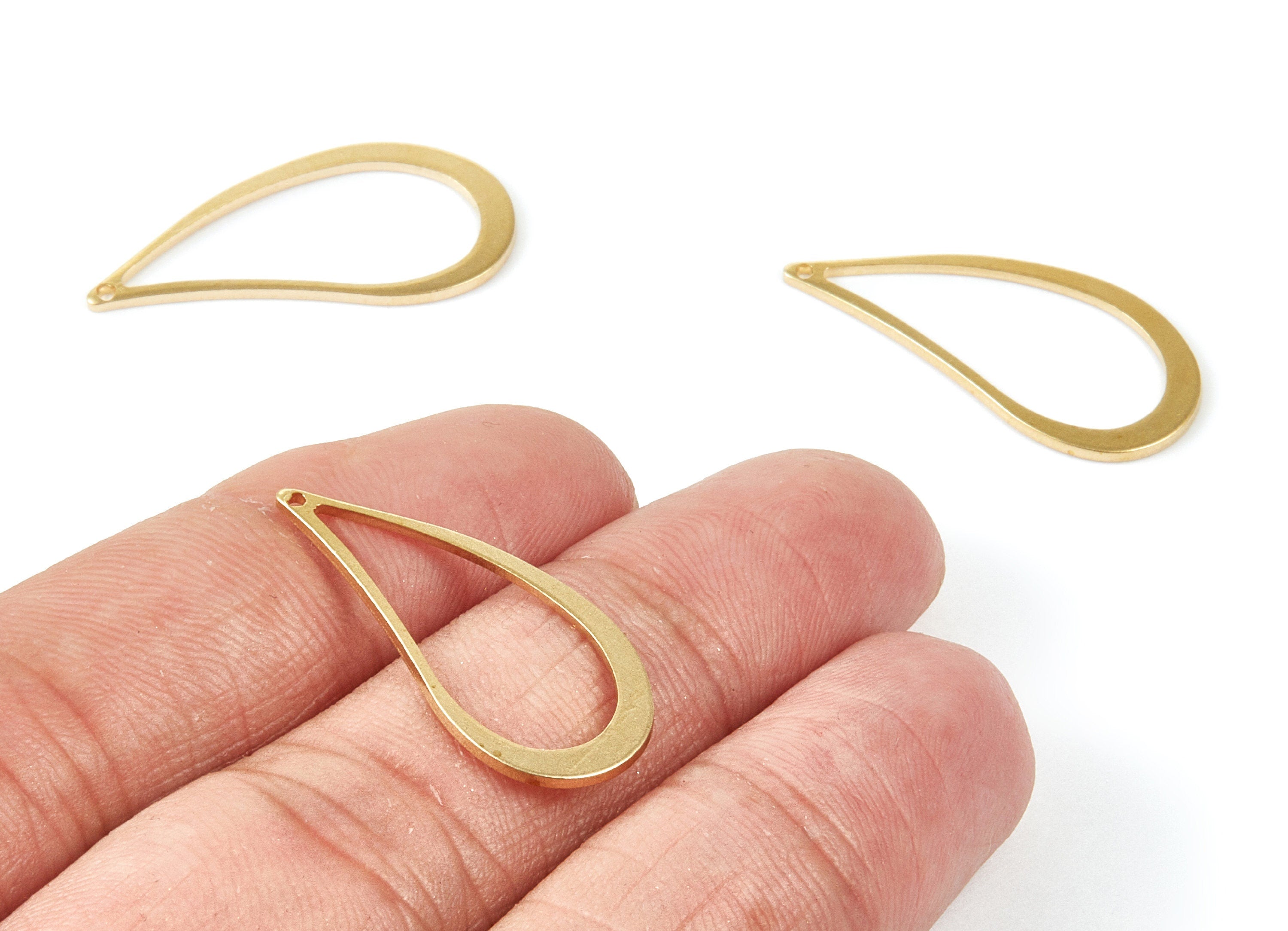 Brass Drop Charms - Drop Shaped Raw Brass Pendant - Earring Finding - Jewelry Supplies - 28,9x13,3x1mm - PP1900 - DOMEDBAZAAR