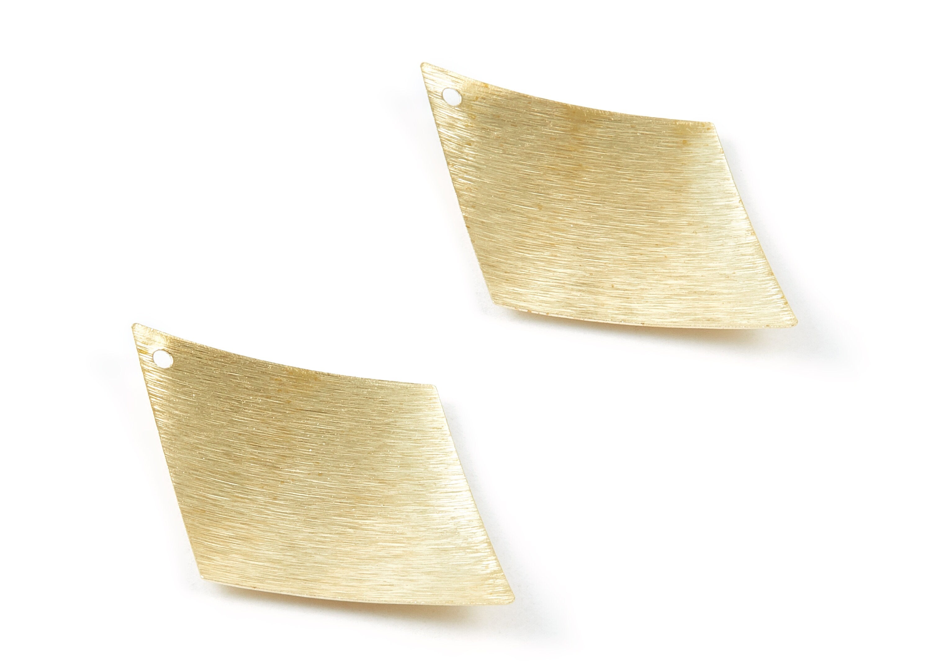 Brass Textured Rhombus Charms - Textured curved Rhombus Raw Brass Pendant - Earring Findings - Jewelry Supplies - 29x44x0.43mm - PP1774 - DOMEDBAZAAR