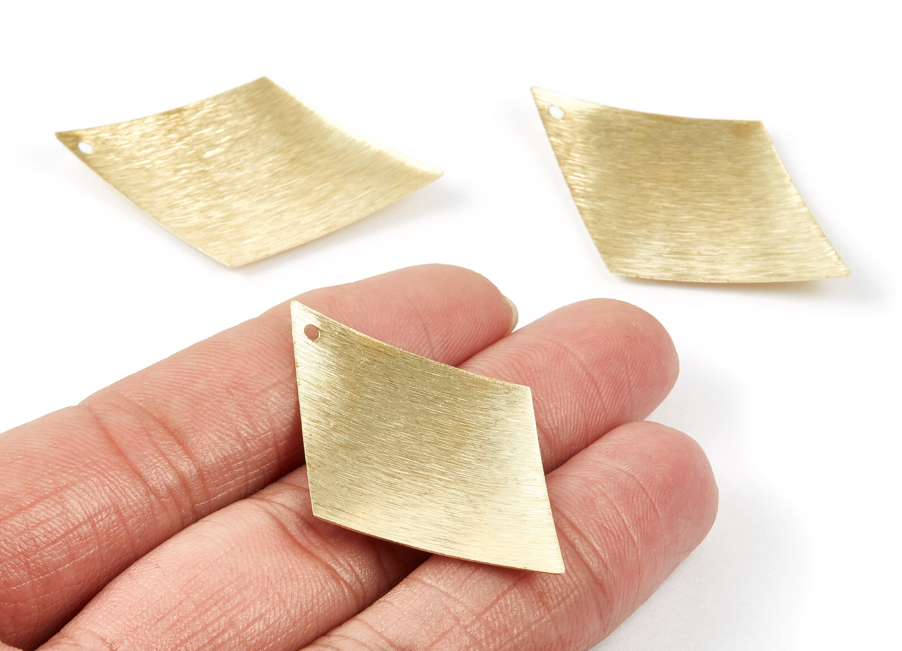 Brass Textured Rhombus Charms - Textured curved Rhombus Raw Brass Pendant - Earring Findings - Jewelry Supplies - 29x44x0.43mm - PP1774 - DOMEDBAZAAR