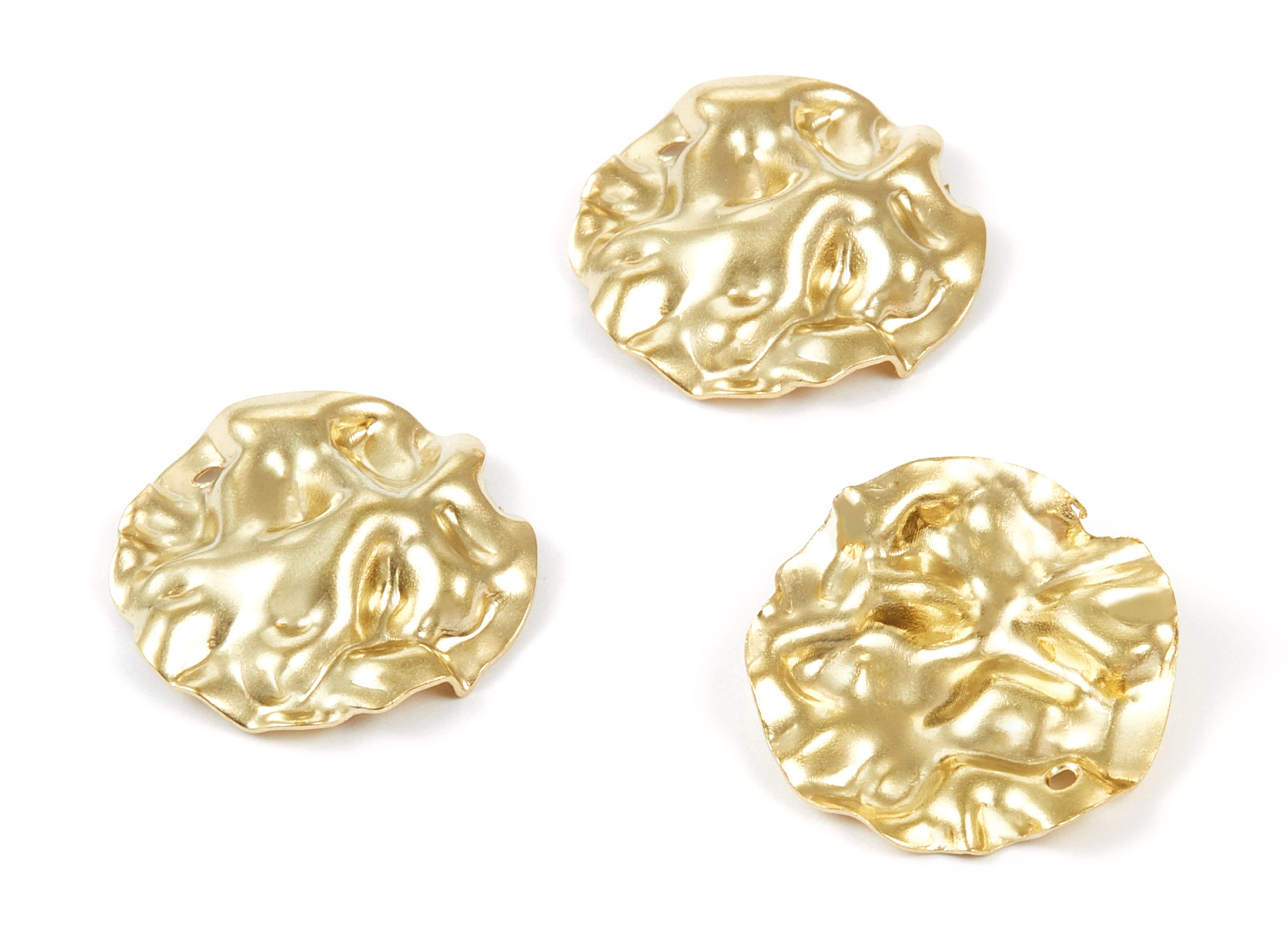 Brass Wavy Disc Charms - Wavy Disc Raw Brass Pendant - Earring Findings - Jewelry Supplies - 23,1x22,7x2,26mm - PP1829 - DOMEDBAZAAR