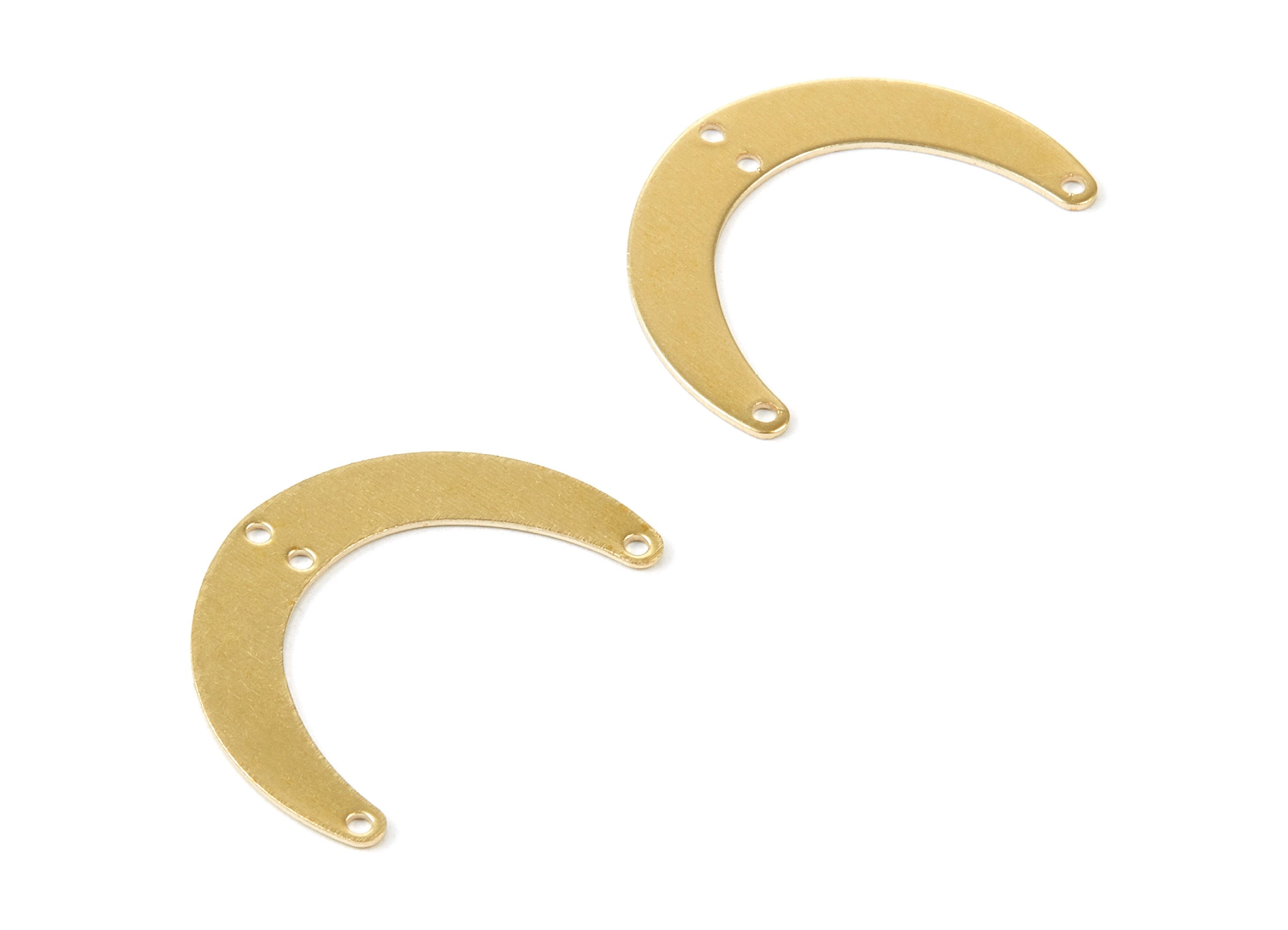 Brass Moon Charms - Moon Shaped Raw Brass Connectors With 4 Holes - Jewelry Supplies - 28.4x20x0.7mm - PP1747 - DOMEDBAZAAR