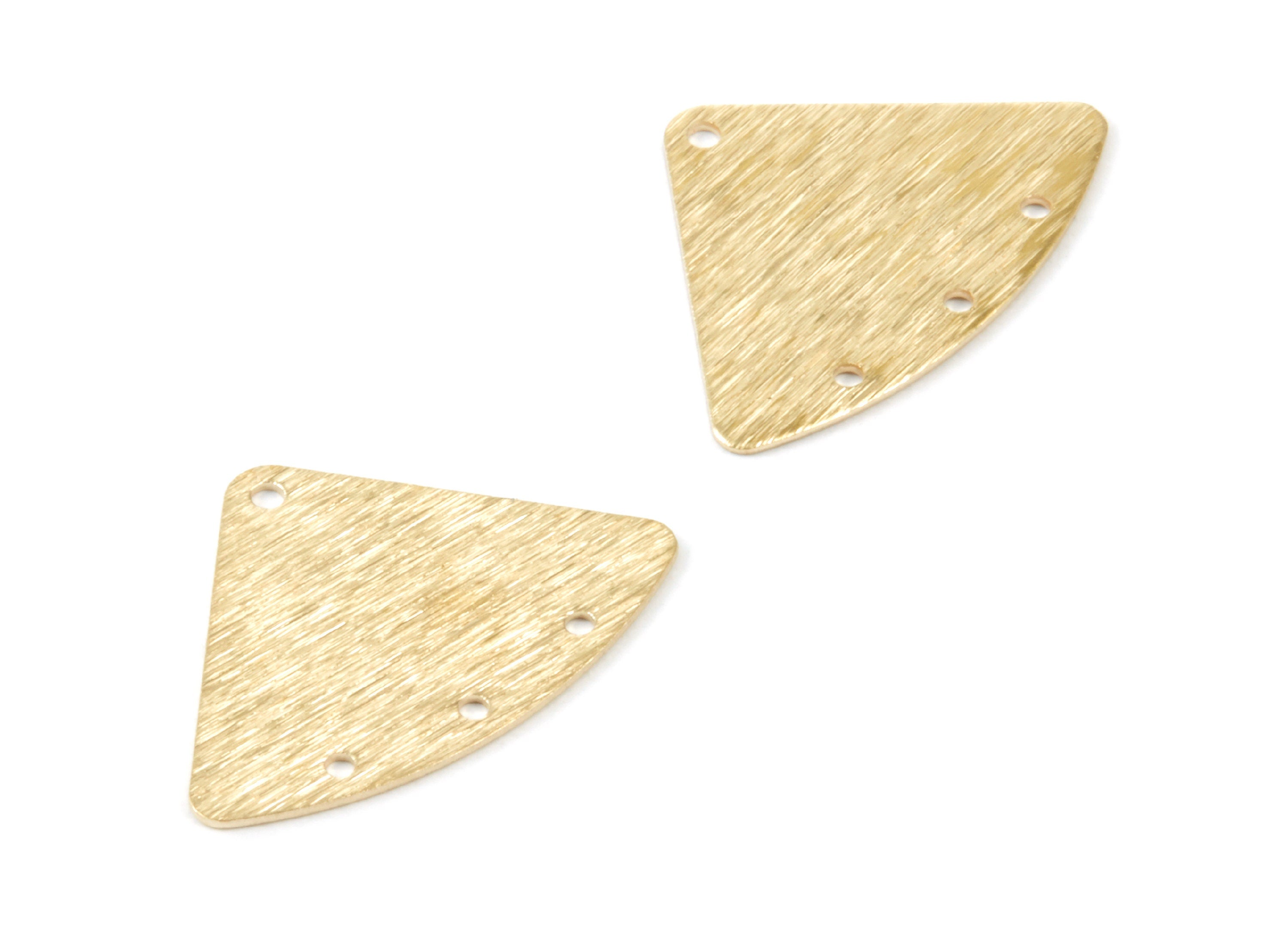 Brass Textured Triangle Charms - Textured Triangle Raw Brass Connectors With 4 Holes - Jewelry Supplies - 26x18.5x0.55mm - PP1764 - DOMEDBAZAAR