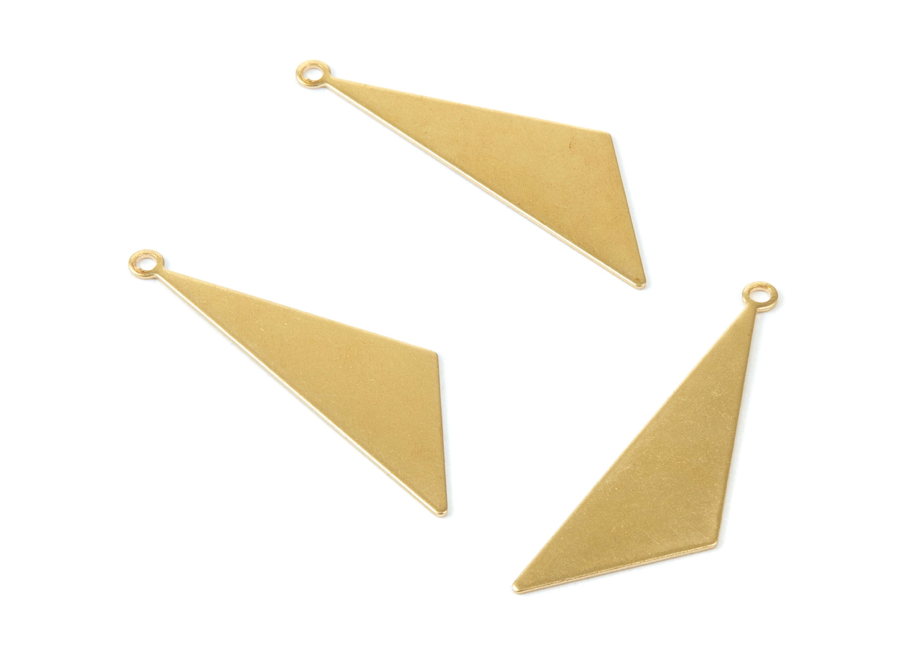 Brass Triangle Charms - Raw Brass Triangle Pendant - Earring Finddings - Jewelry Supplies - 40x12x0,6mm - PP1905 - DOMEDBAZAAR
