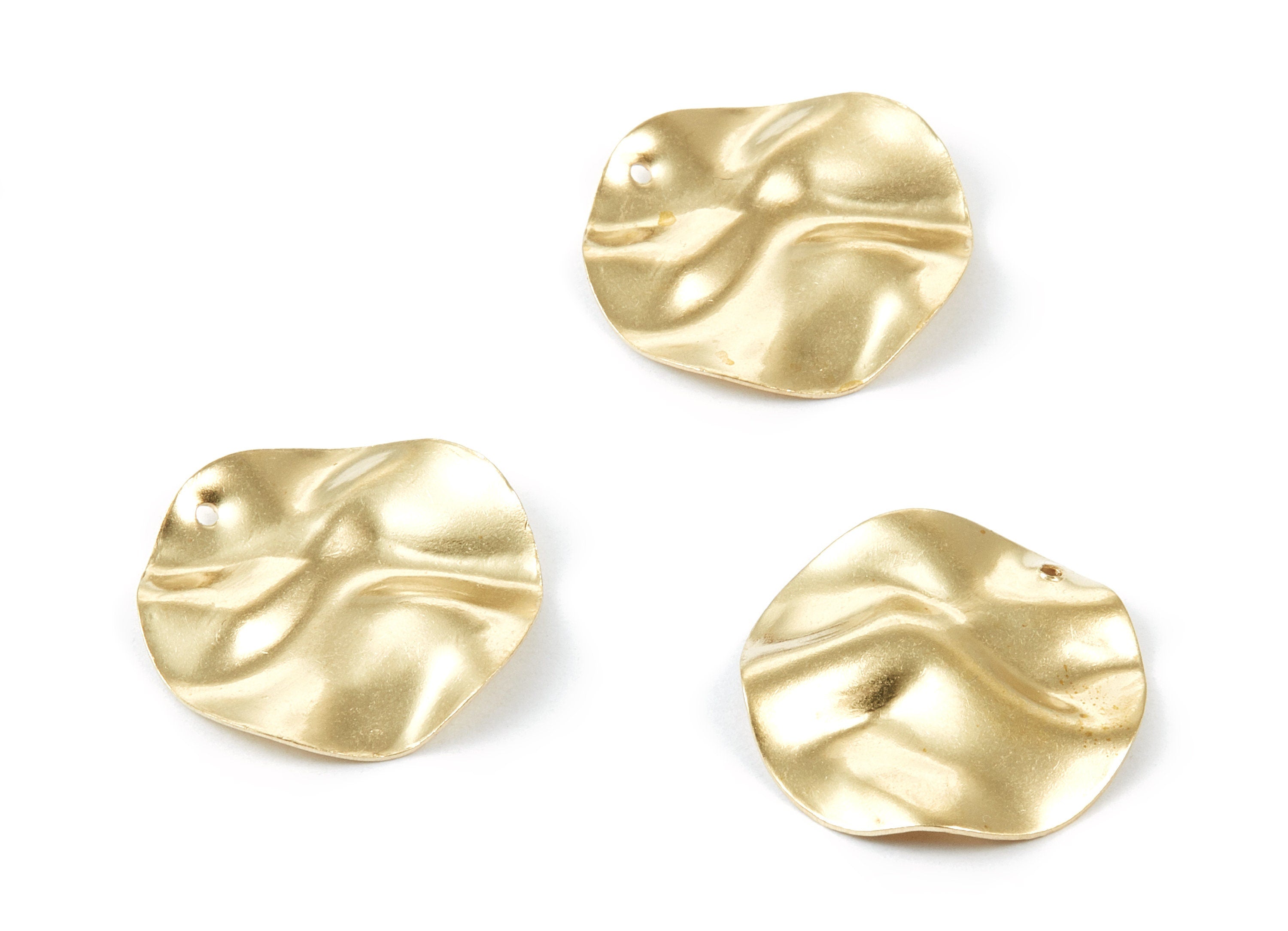 Brass Wavy Disc Charms - Wavy Disc Raw Brass Pendant - Earring Findings - Jewelry Supplies - 25.15x25.15x0.96mm - PP1861 - DOMEDBAZAAR