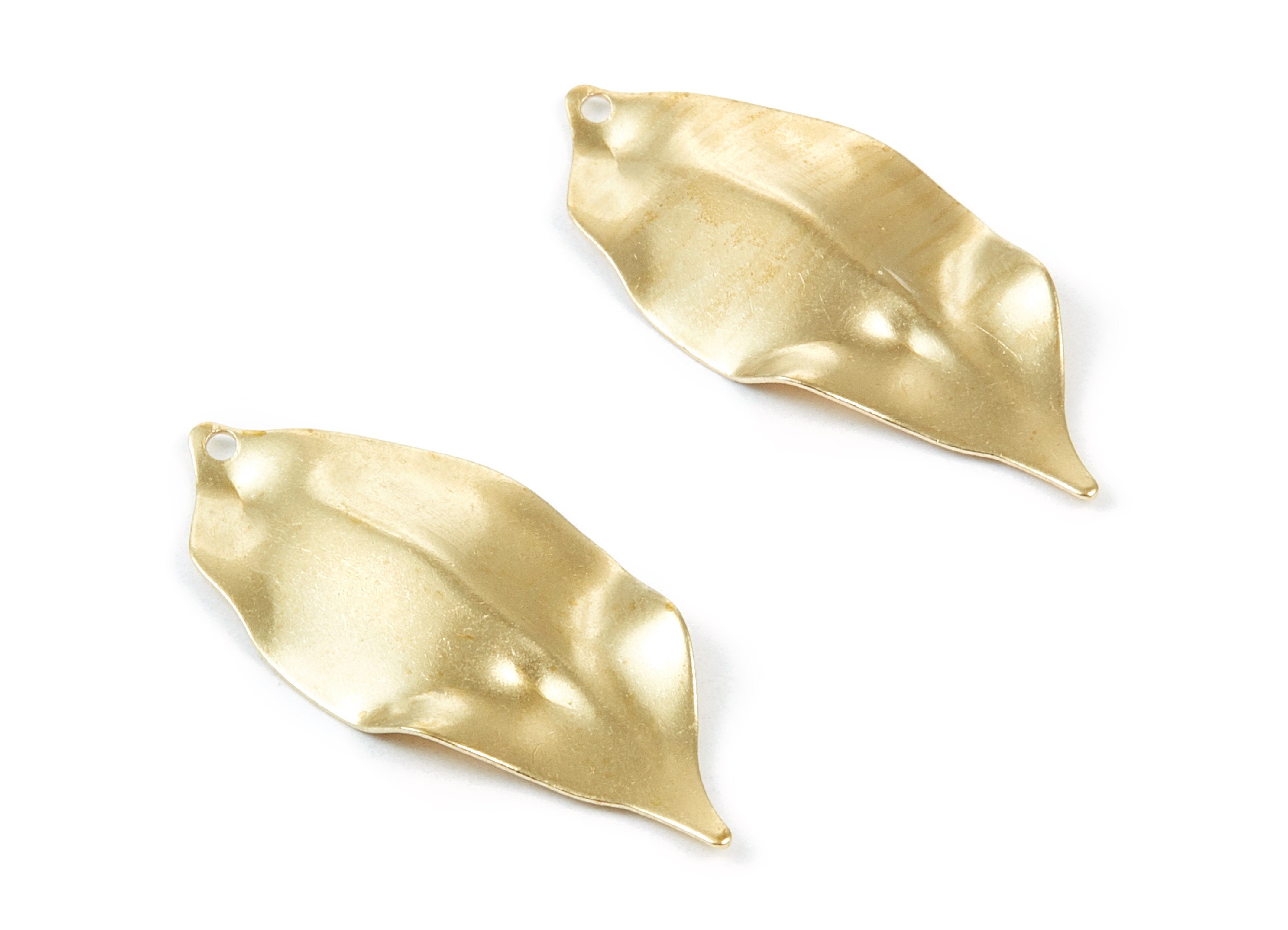 Brass Leaf Charms - Leaf Shaped Raw Brass Pendant - Earring Findings - Jewelry Supplies - 35.35x16x0.45mm - PP1856 - DOMEDBAZAAR