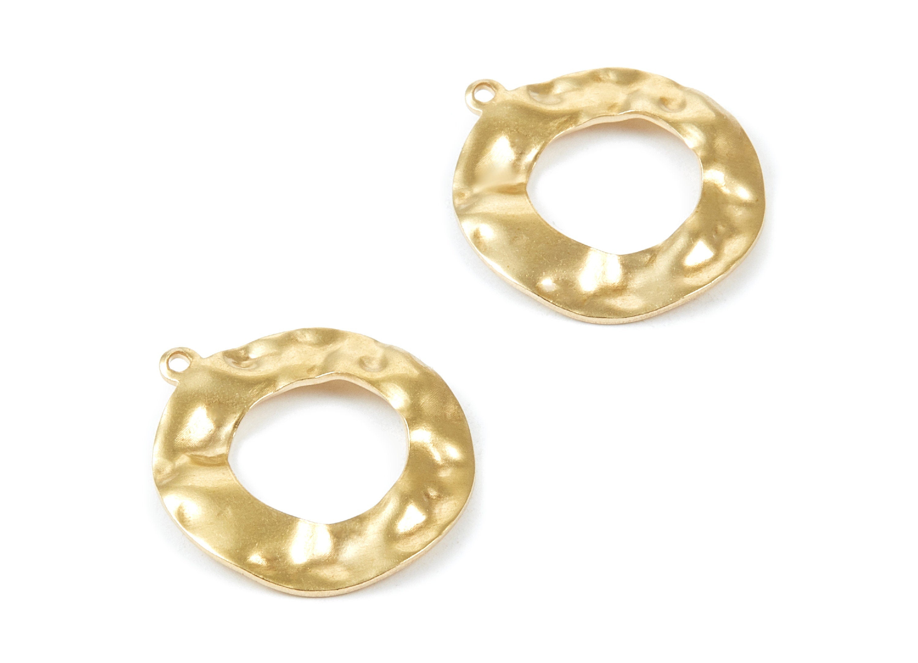 Brass Wavy Circle Charms - Wavy Circle Raw Brass Pendant - Earring Findings - Jewelry Supplies - 25,75x23,18x1,25mm - PP2025 - DOMEDBAZAAR